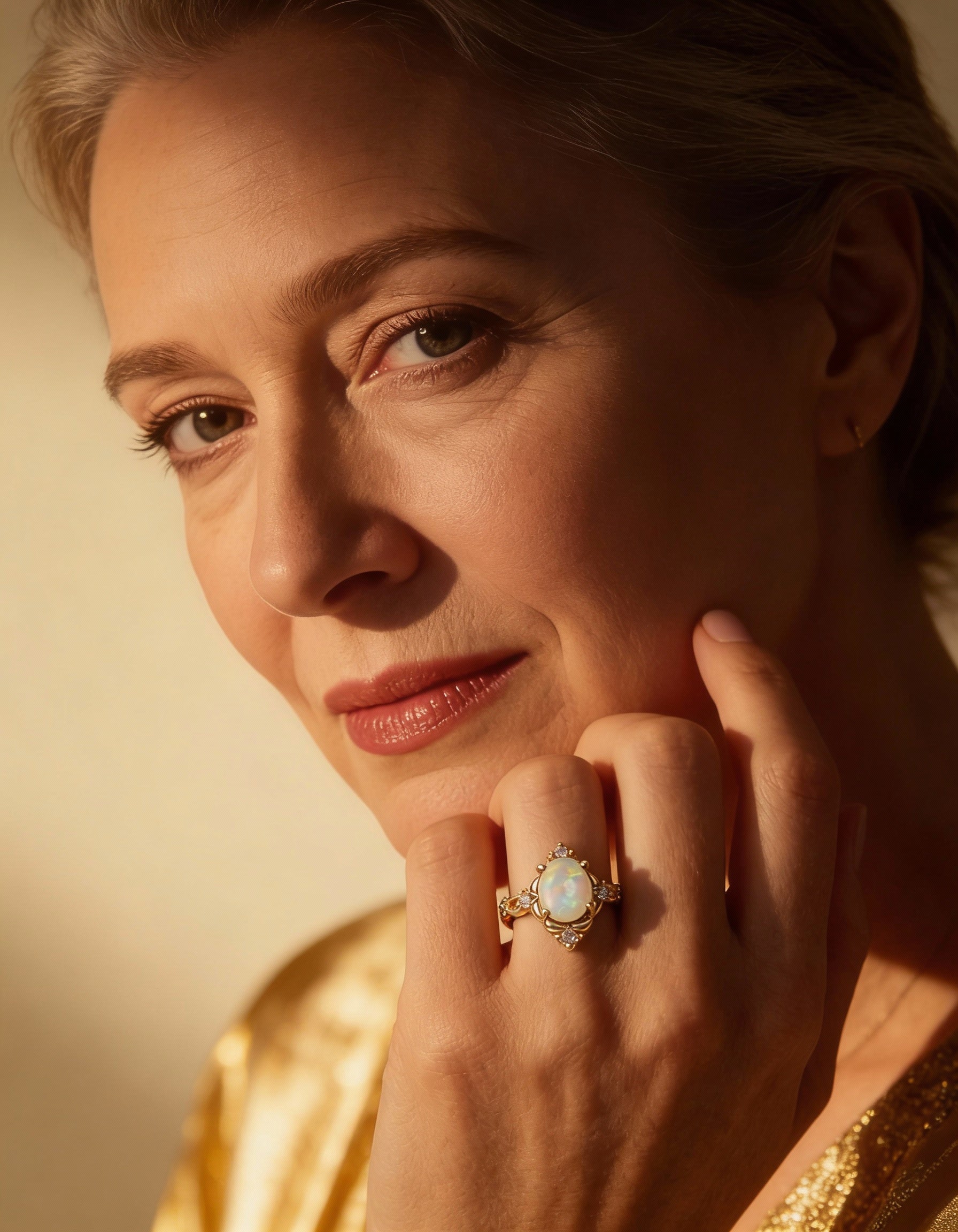 Handcrafted Gold Opal Gemstone Ring