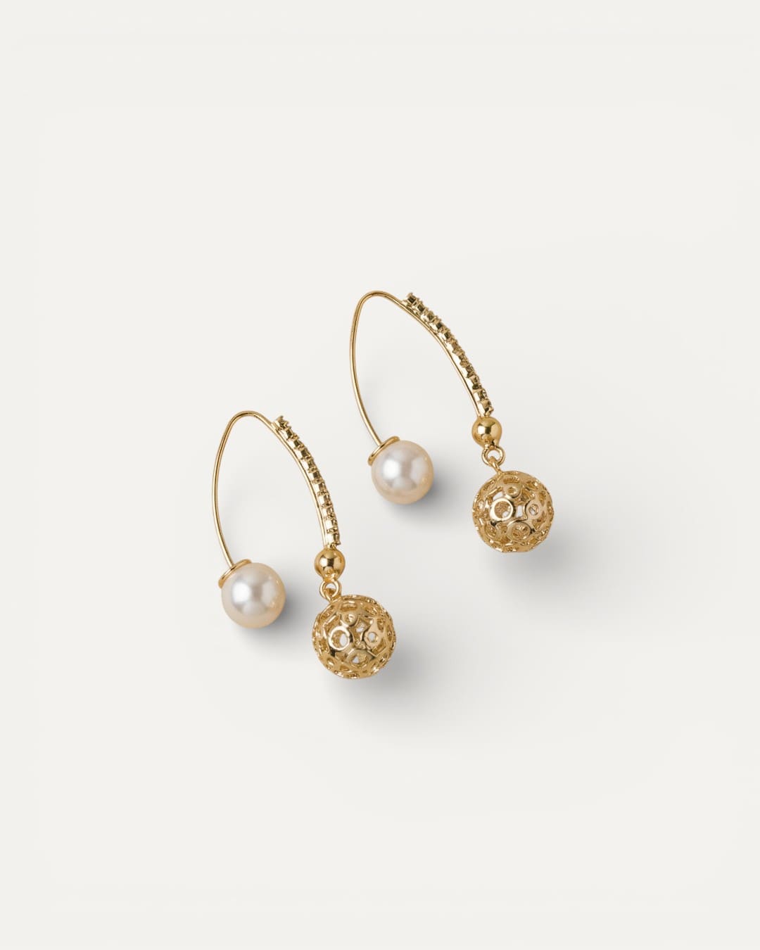 Vintage Gold Pearl Drop Earrings