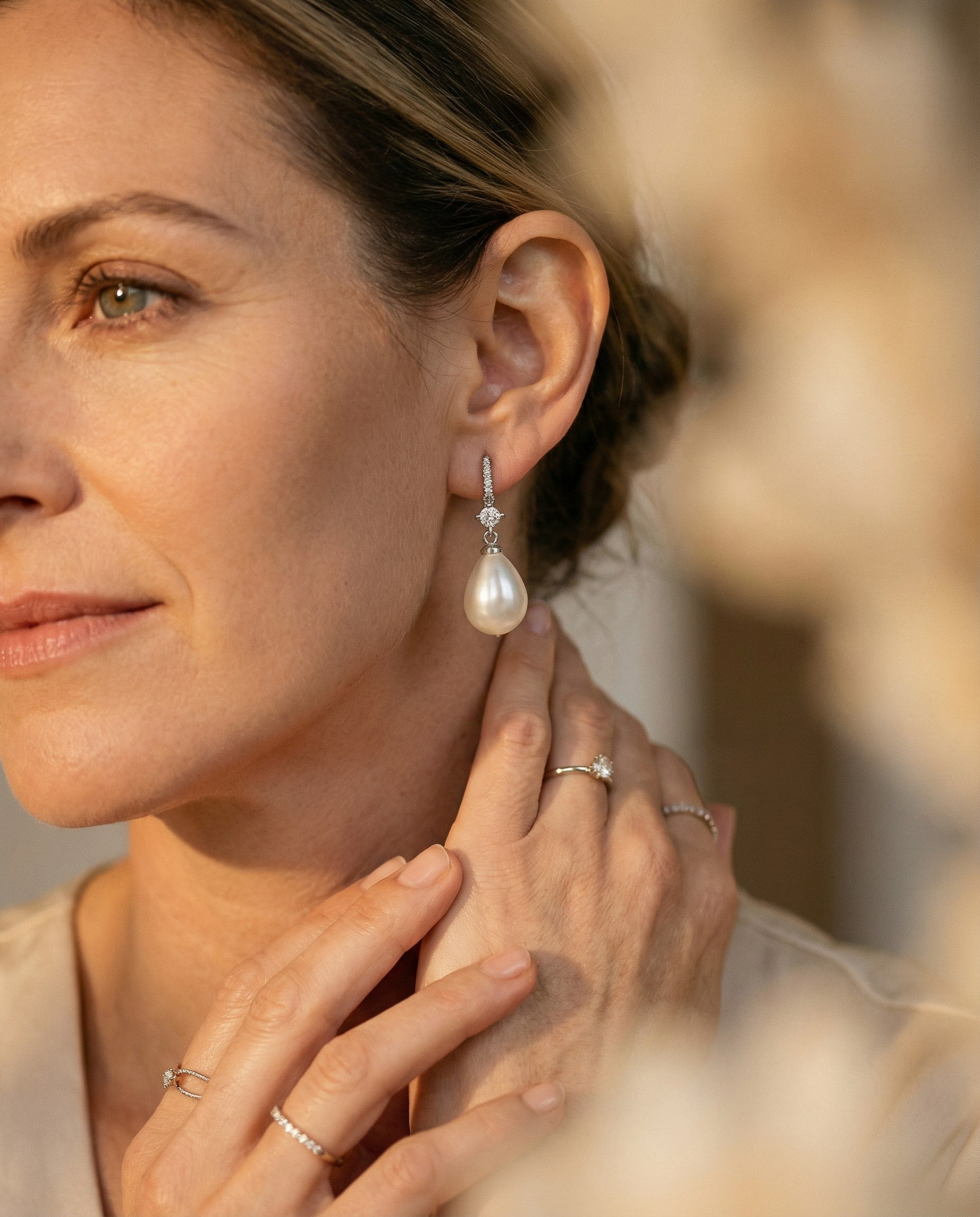 Sparkling Pearl Drop Earrings