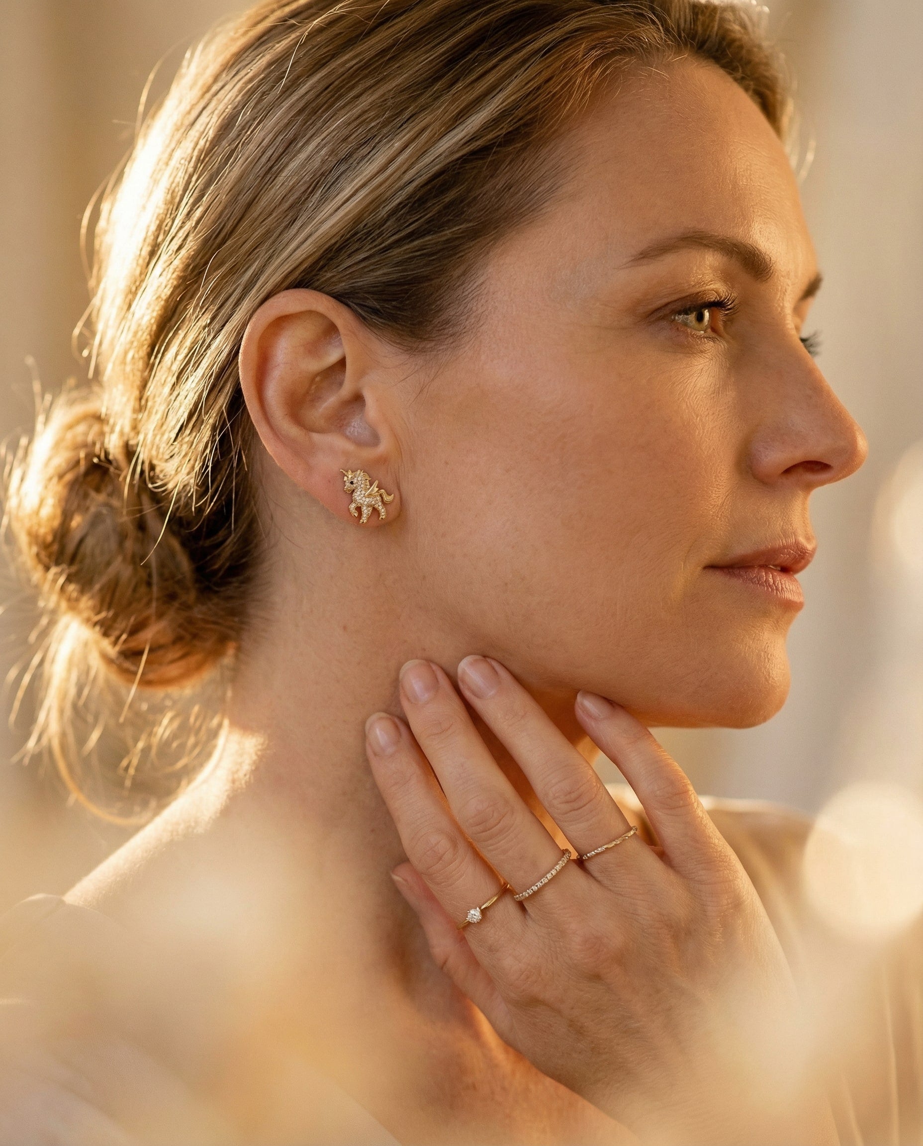 Sparkling Gold Unicorn Earrings