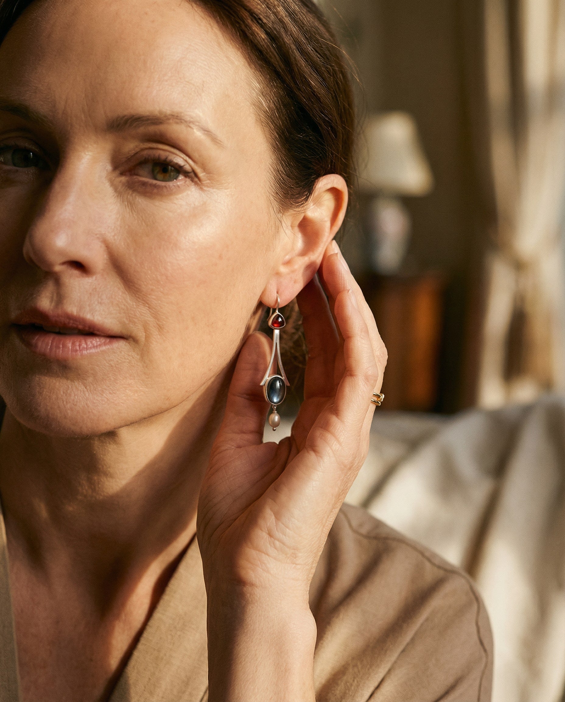 Vintage Red Crystal and Pearl Earrings