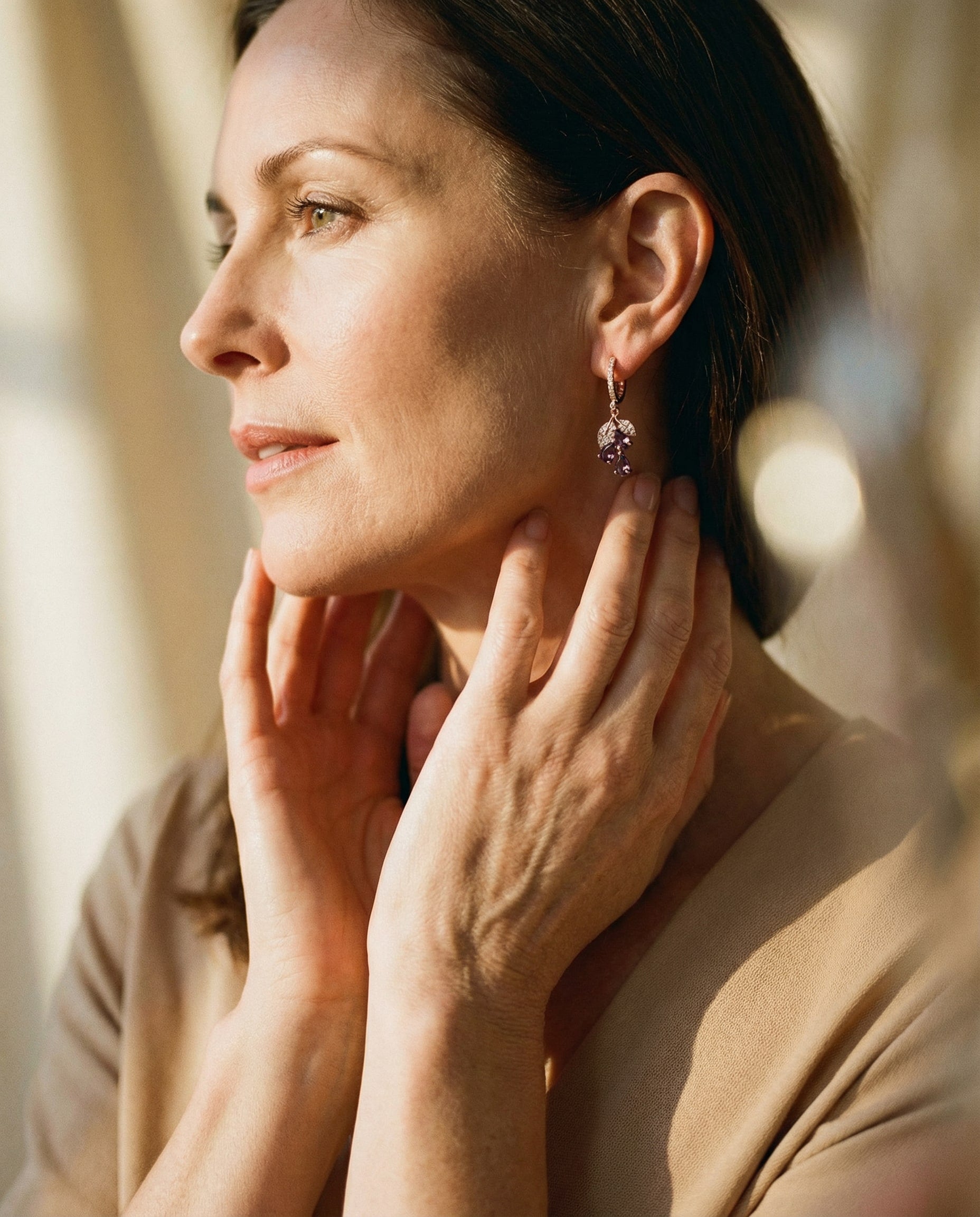 Elegant Gold Garnet Crystal Earrings