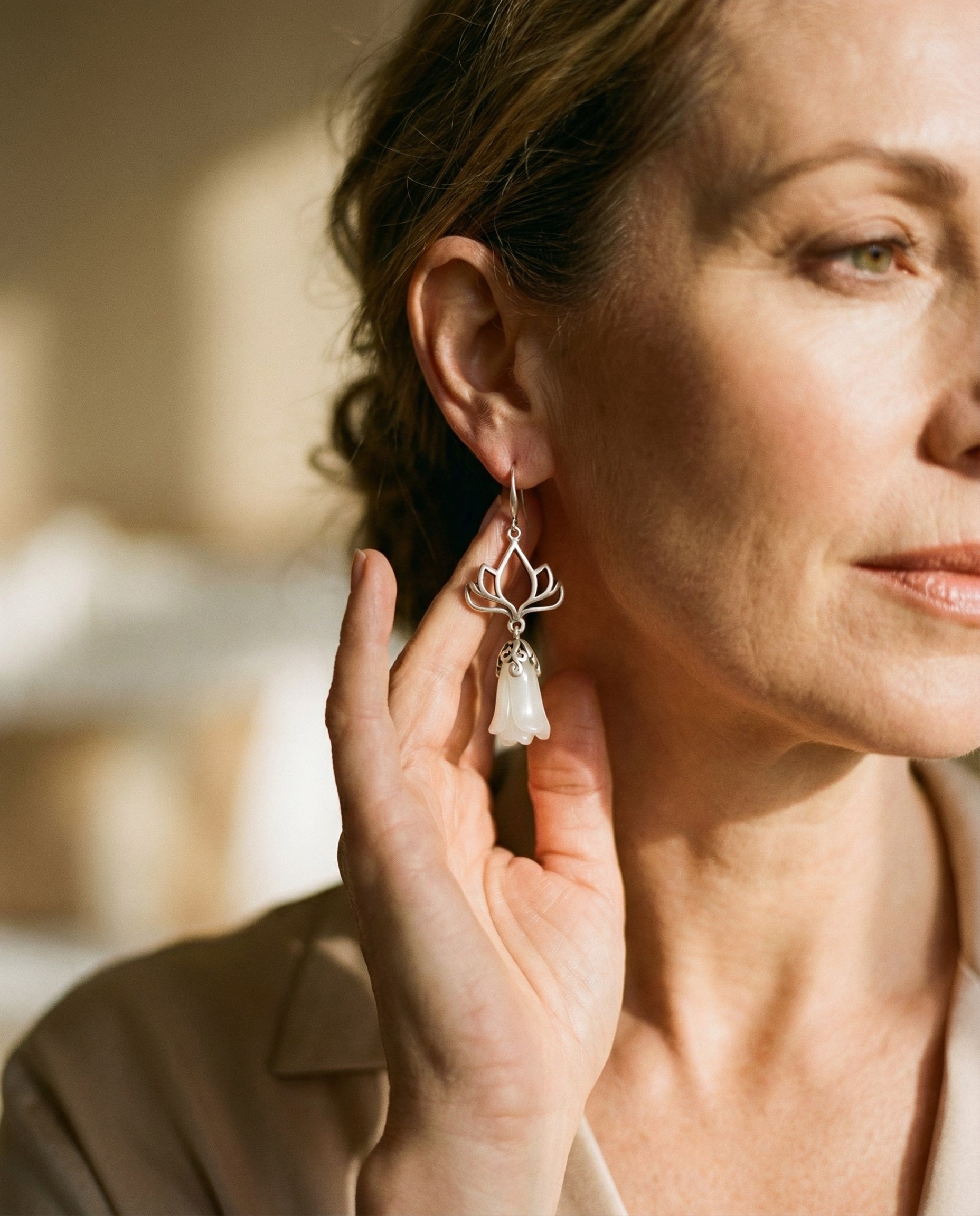 Vintage White Opal Earrings