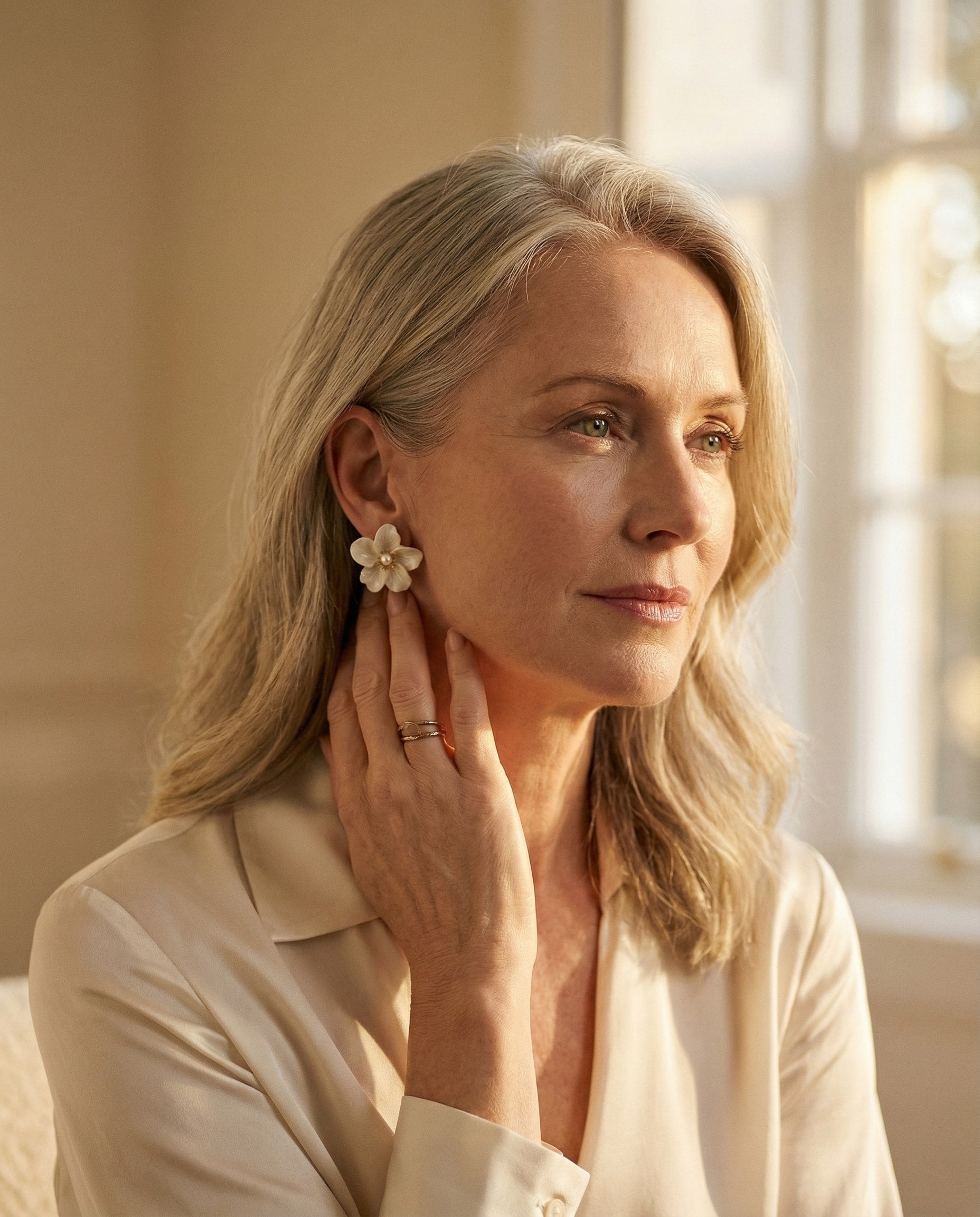 White Flower Earrings