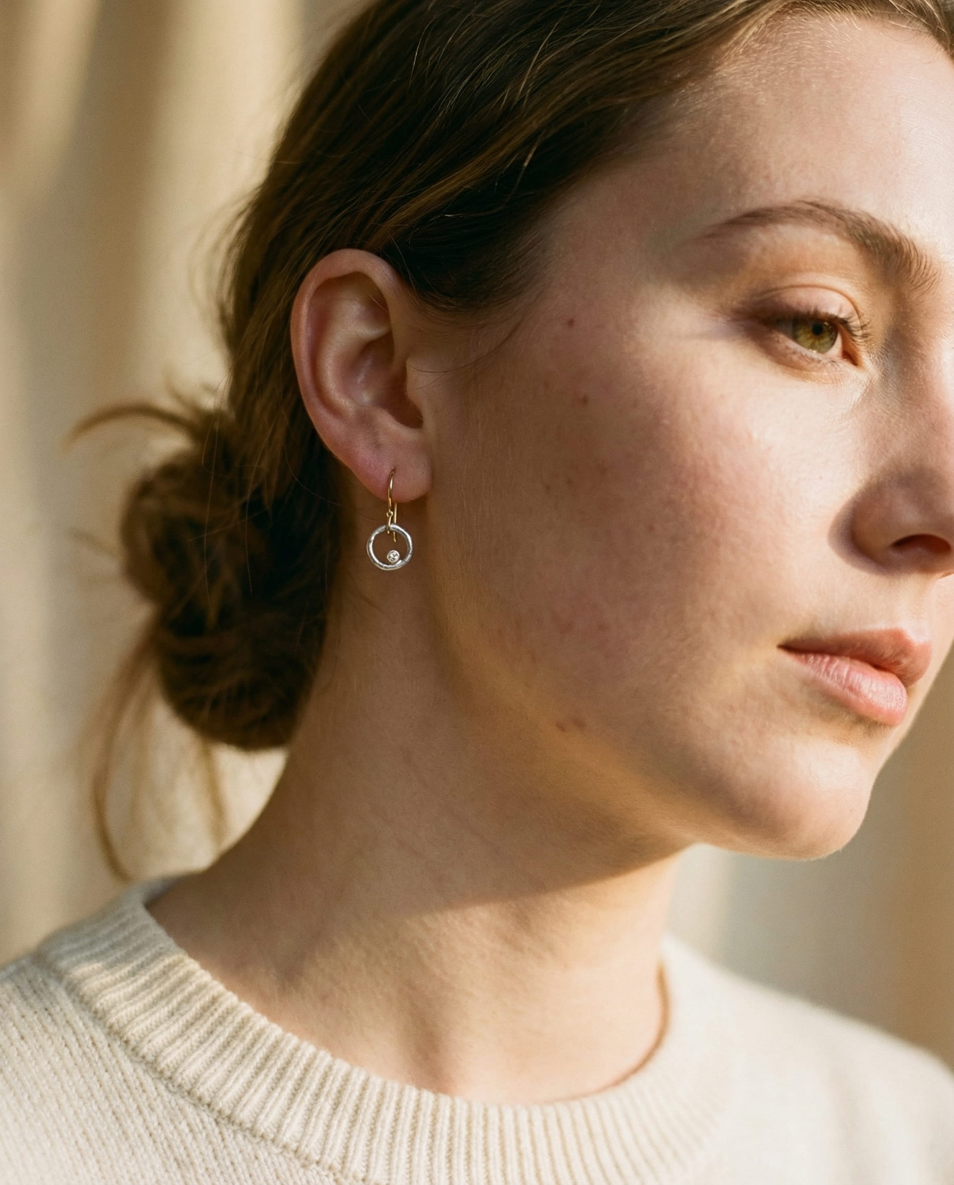 Vintage Gold and Silver Earrings with Cubic Zirconia