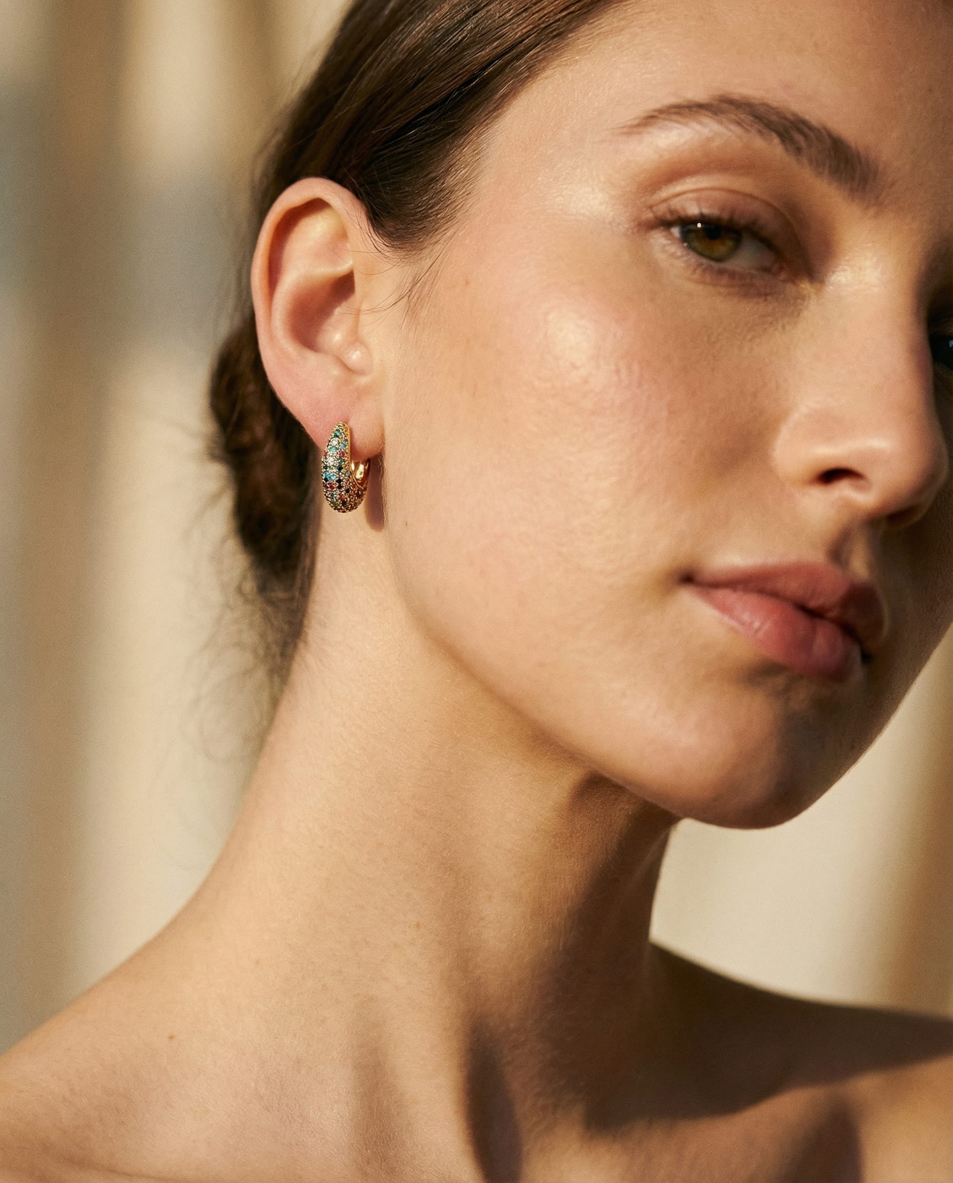 Elegant Colourful Earrings with Inlaid Crystals