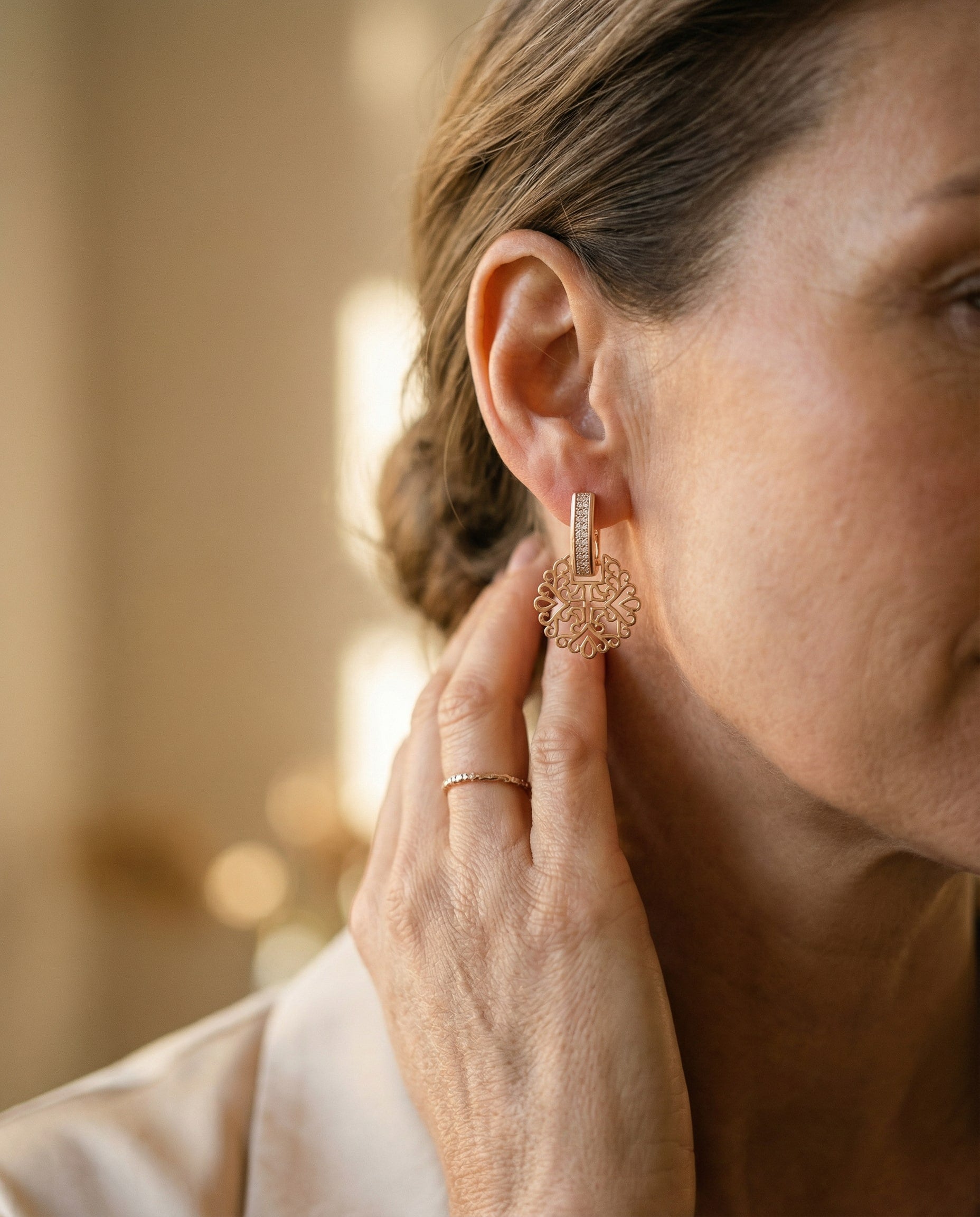 Elegant Gold Mandala Earrings