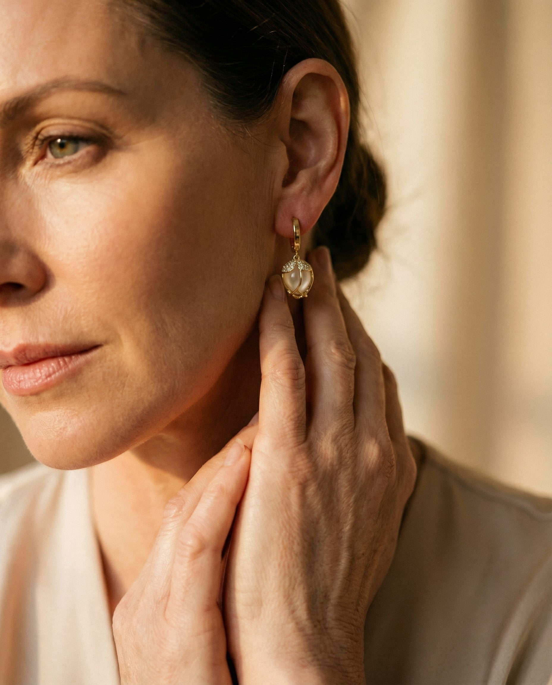 Vintage White Tulip Cubic Zirconia Earrings