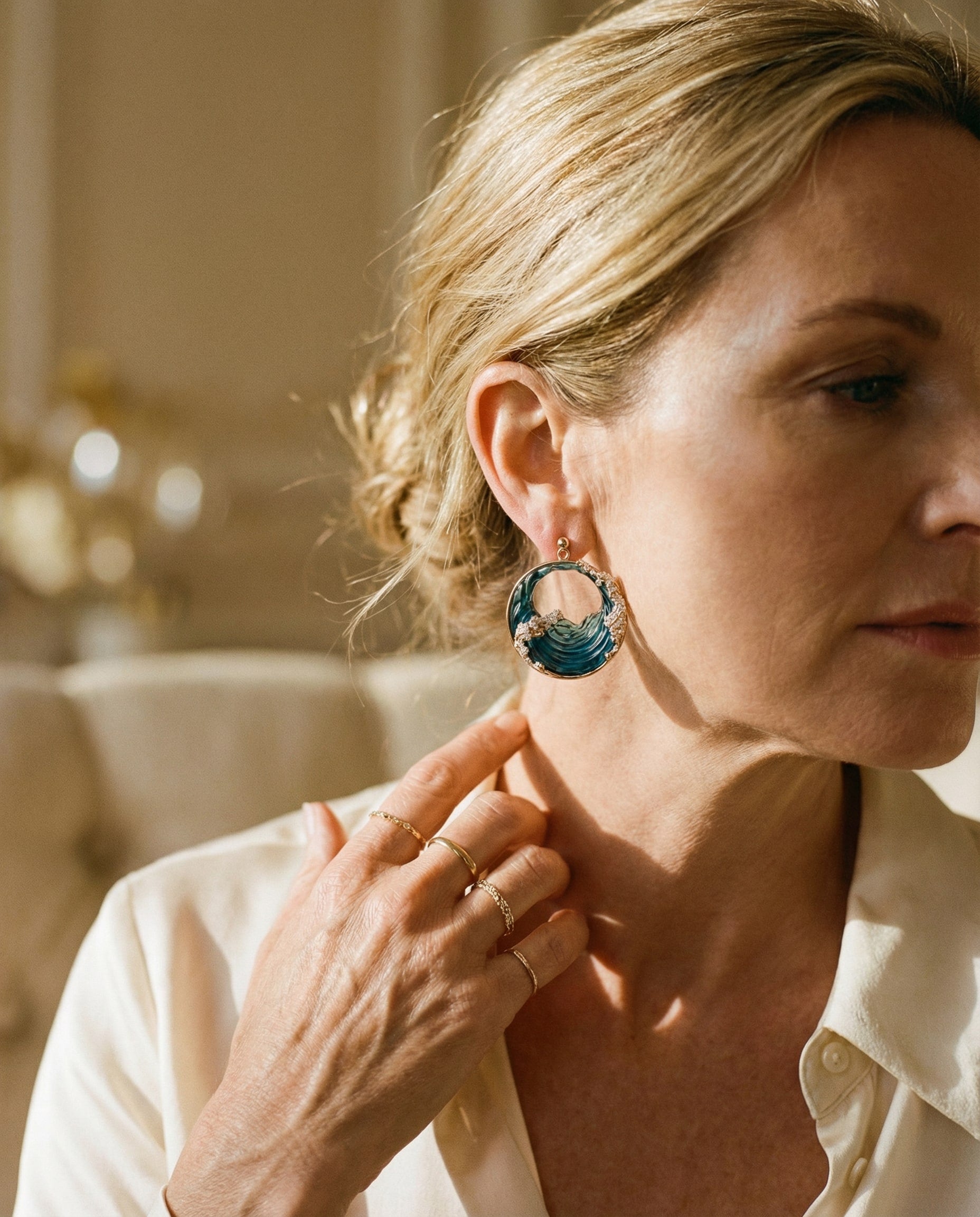 Vintage Round Ocean Earrings