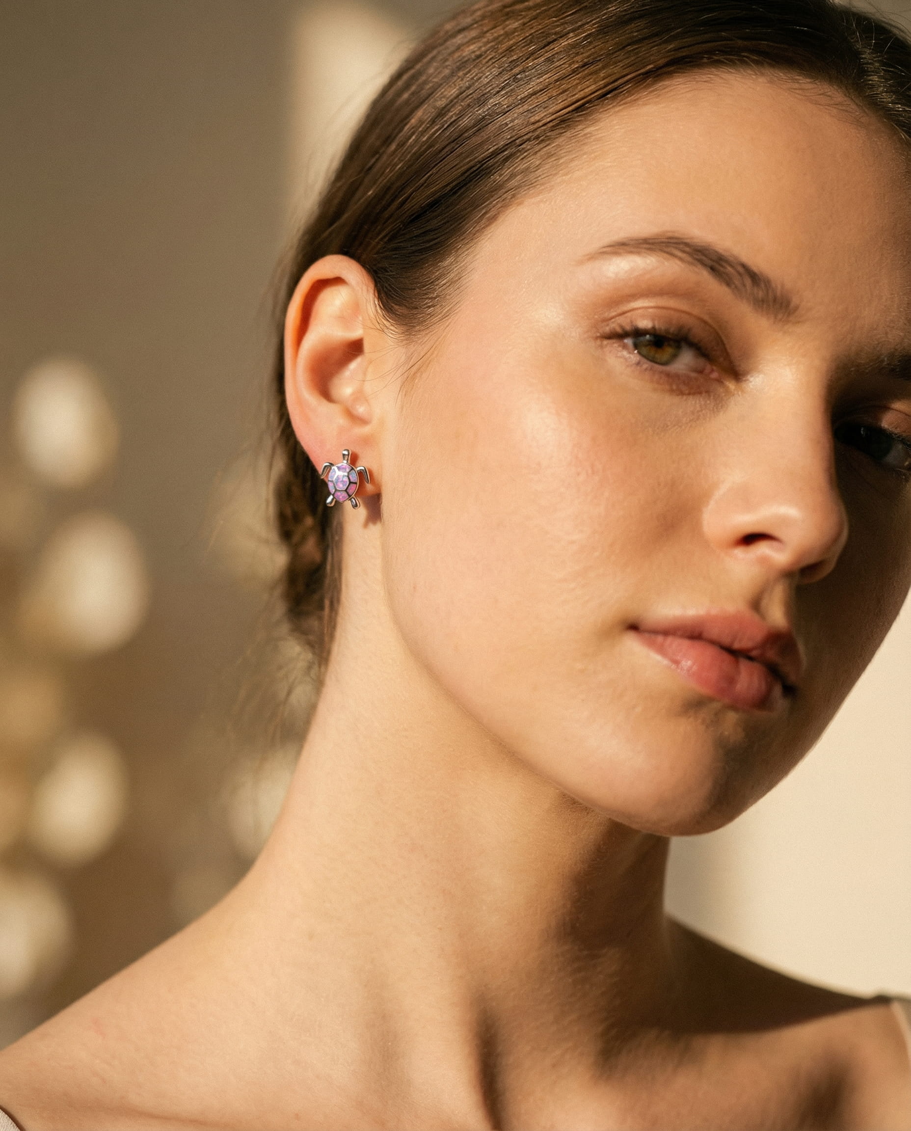 Sea Turtle Necklace and Earring Set in Opal and Silver