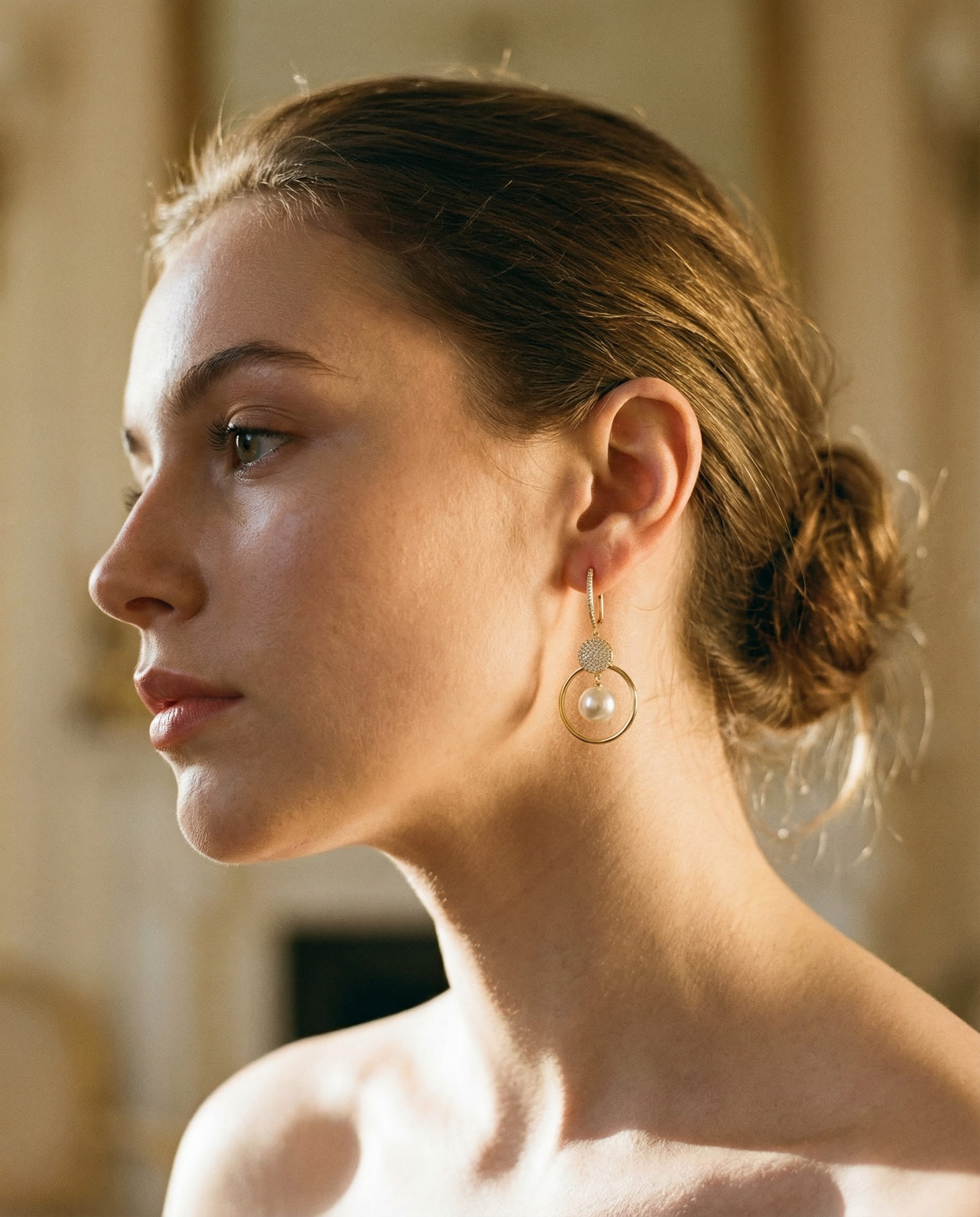 Luxury Earrings with Cultured Pearls and Zircons