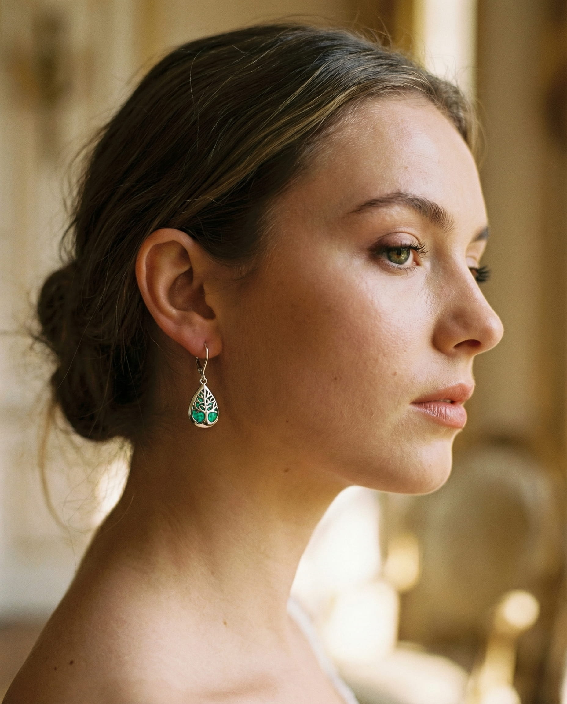 Tree of Life Earrings in Opal and Silver