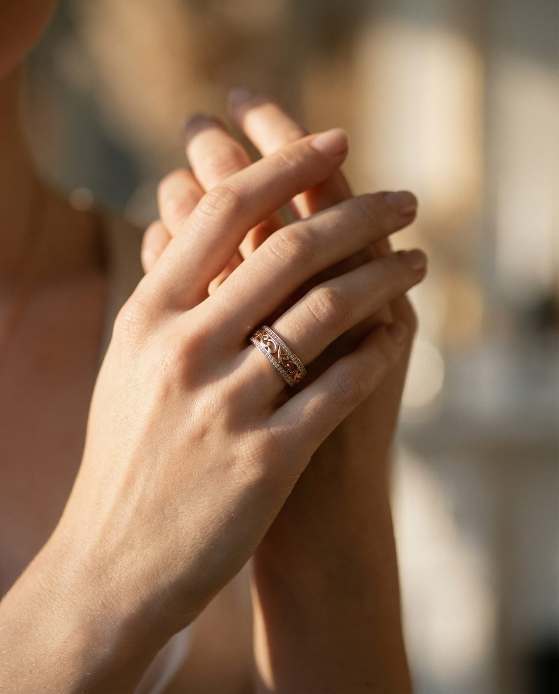 Elegant Hollow Diamond Ring