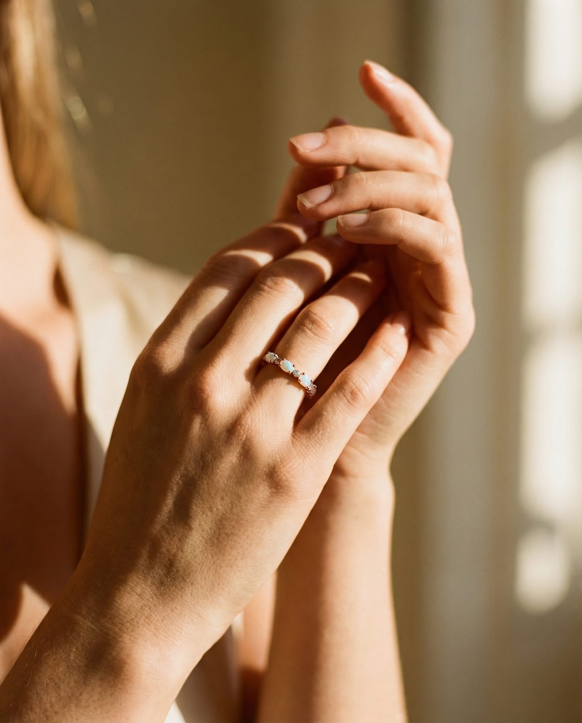 Platinum Heart Opal and Diamond Ring