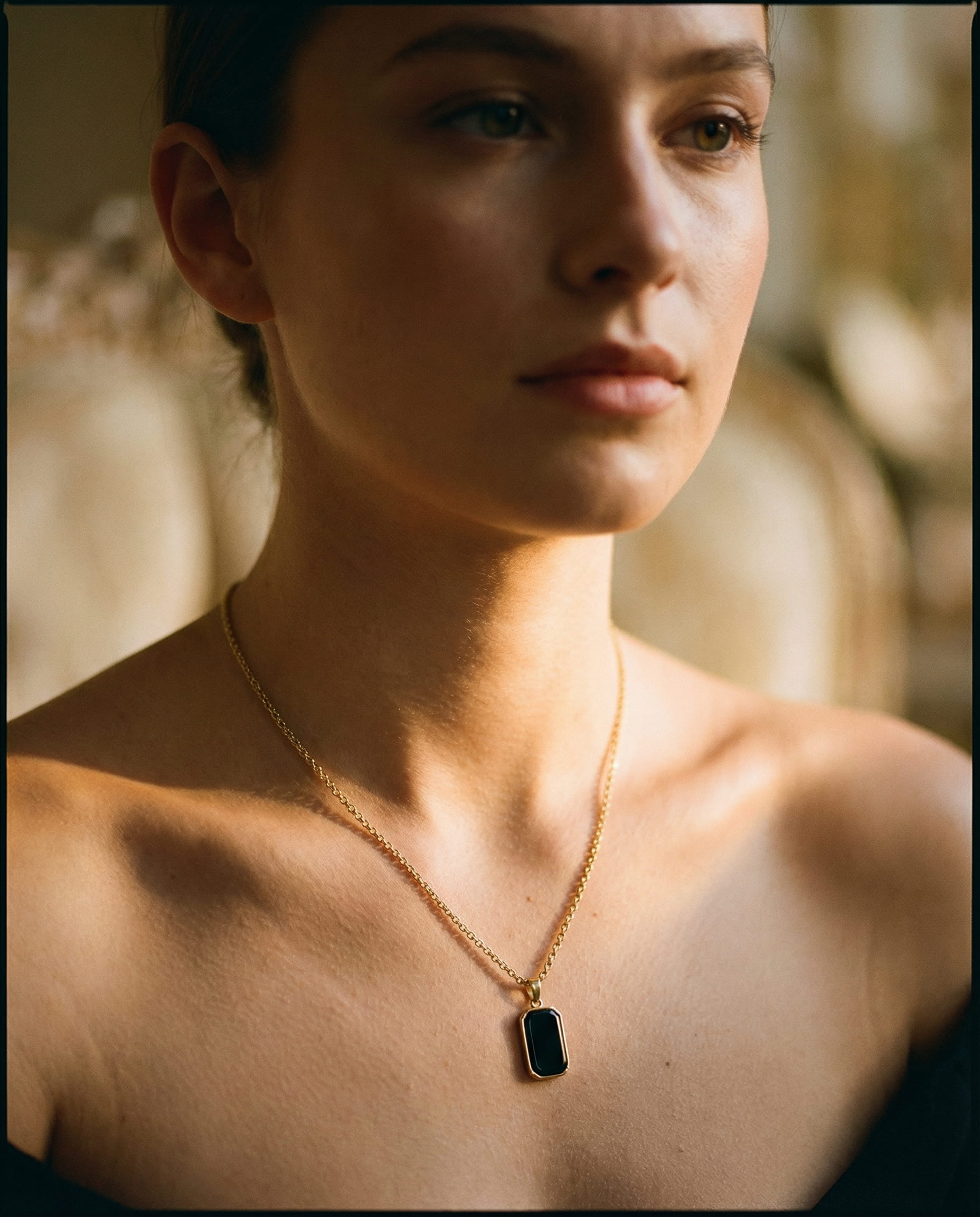 Elite Black Titanium Minimalist Square Pendant Necklace