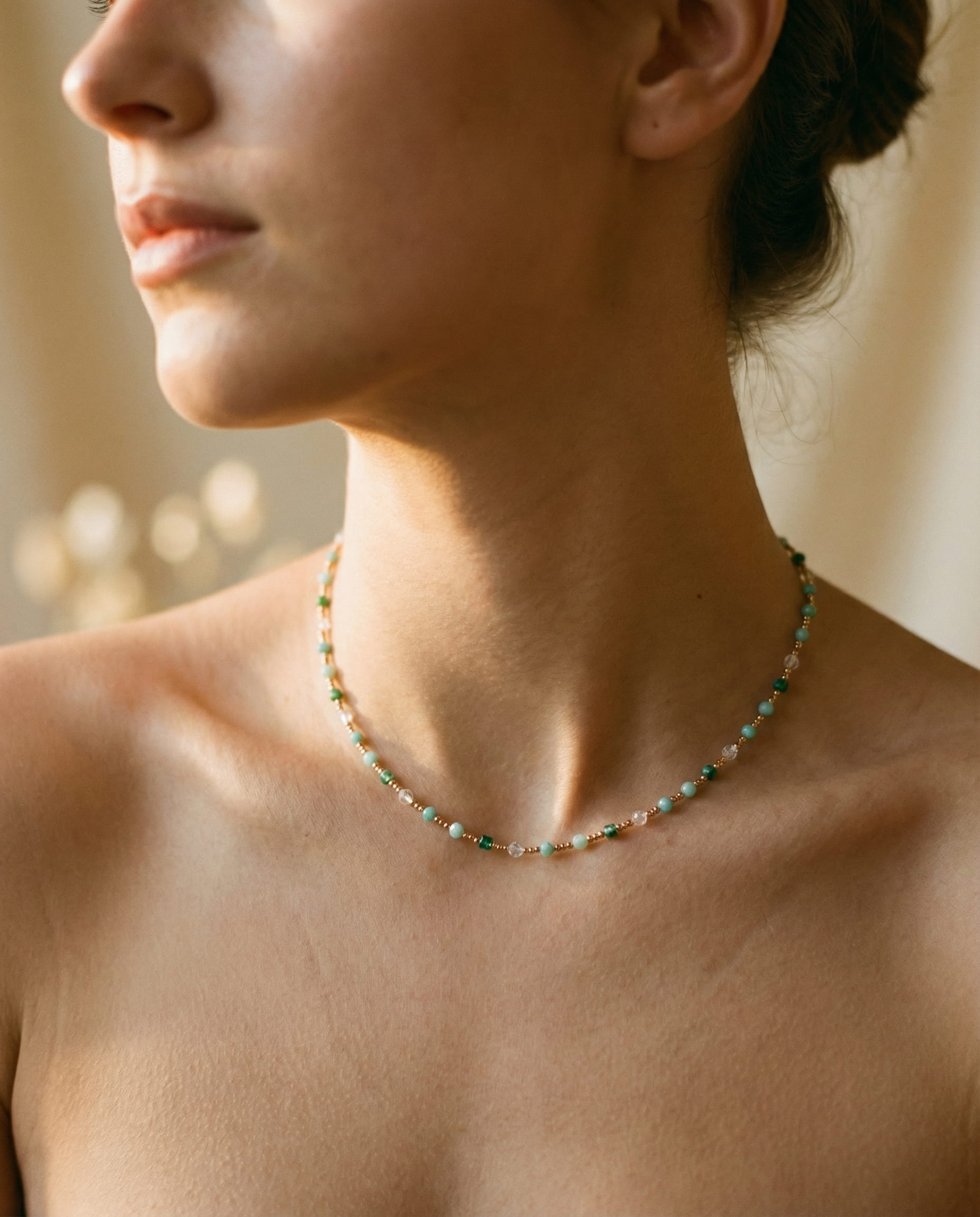 Gold-Plated Multicoloured Stone Necklace