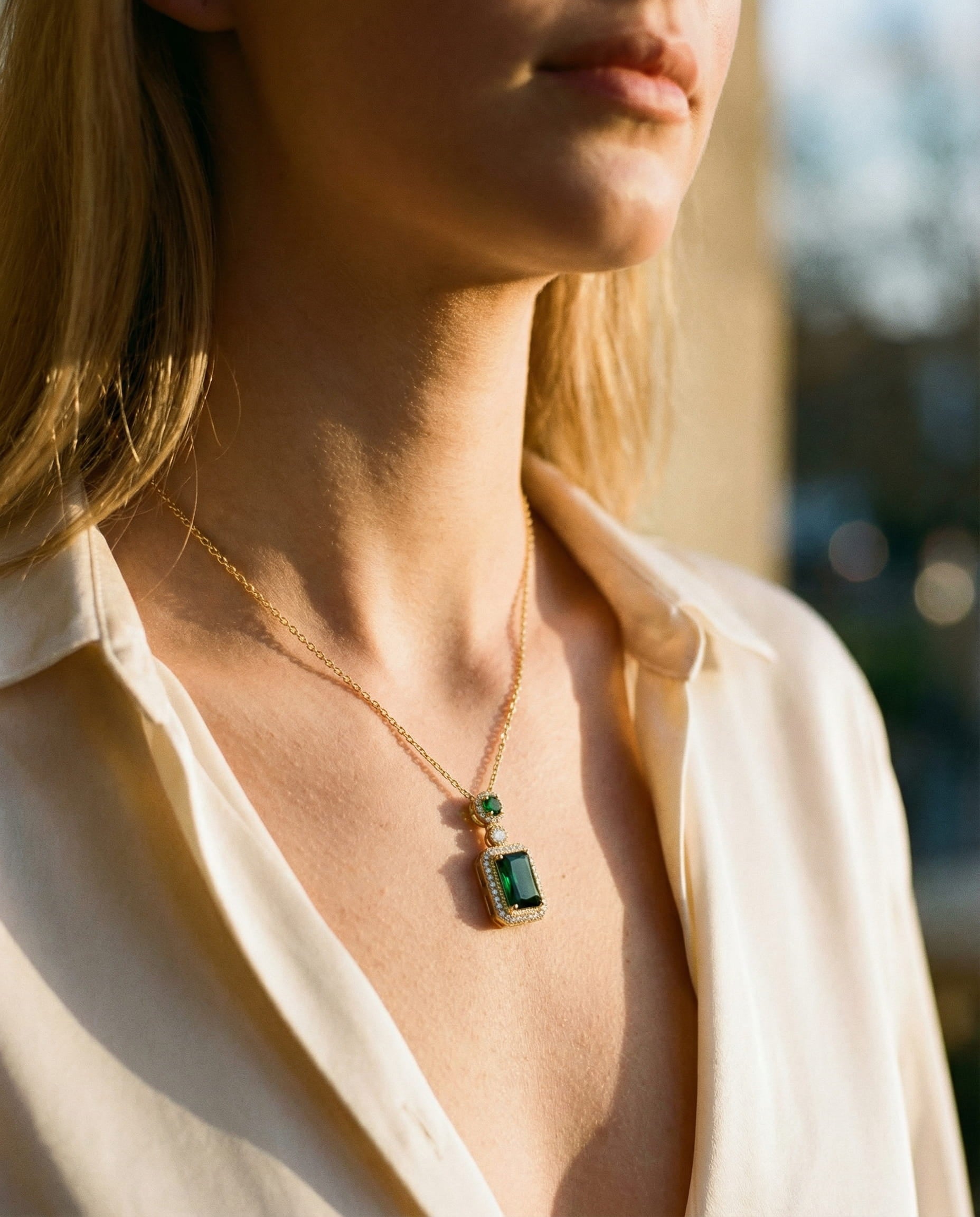 Greta Emerald Stone Necklace