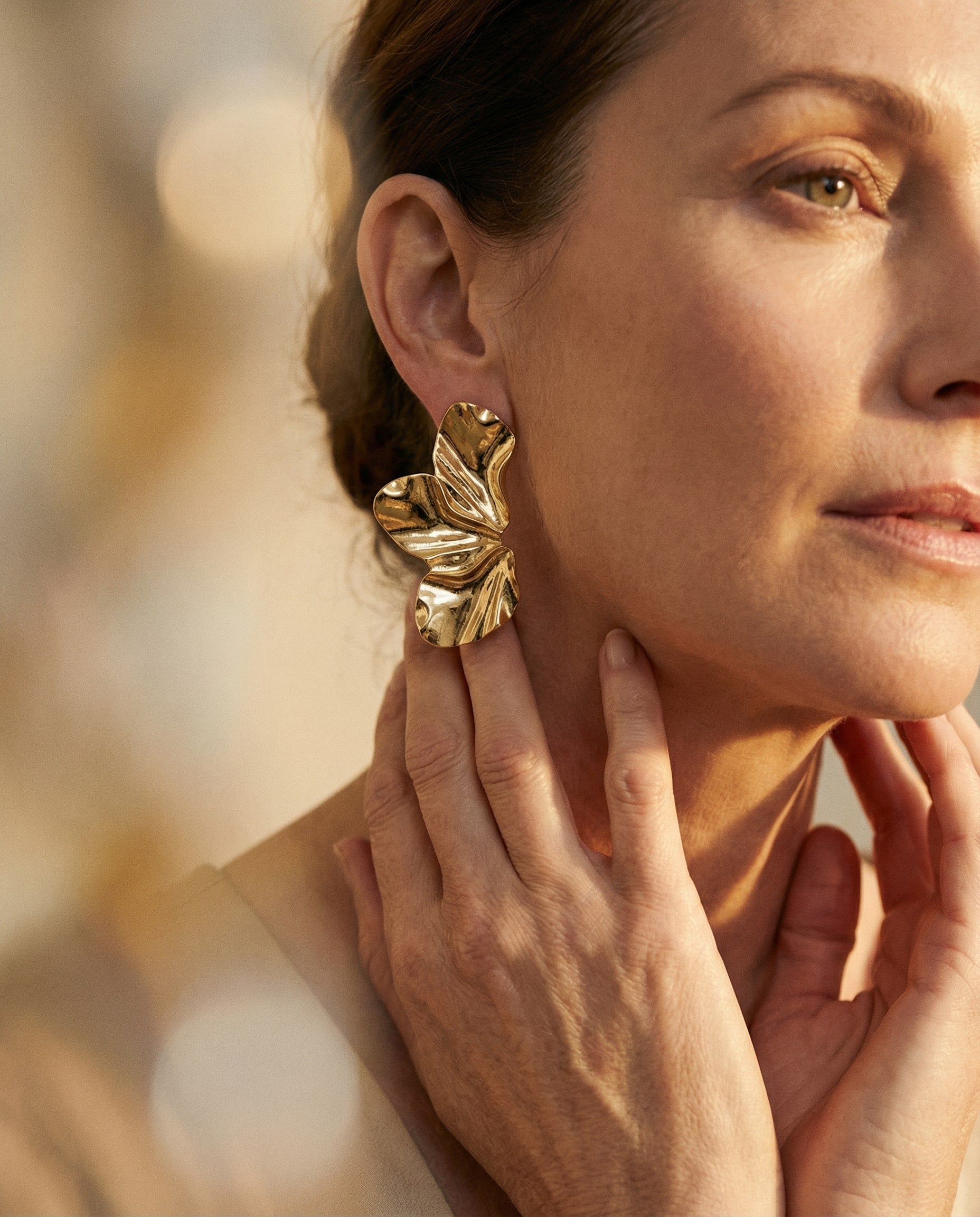 Gold 'Half Flower' Earrings