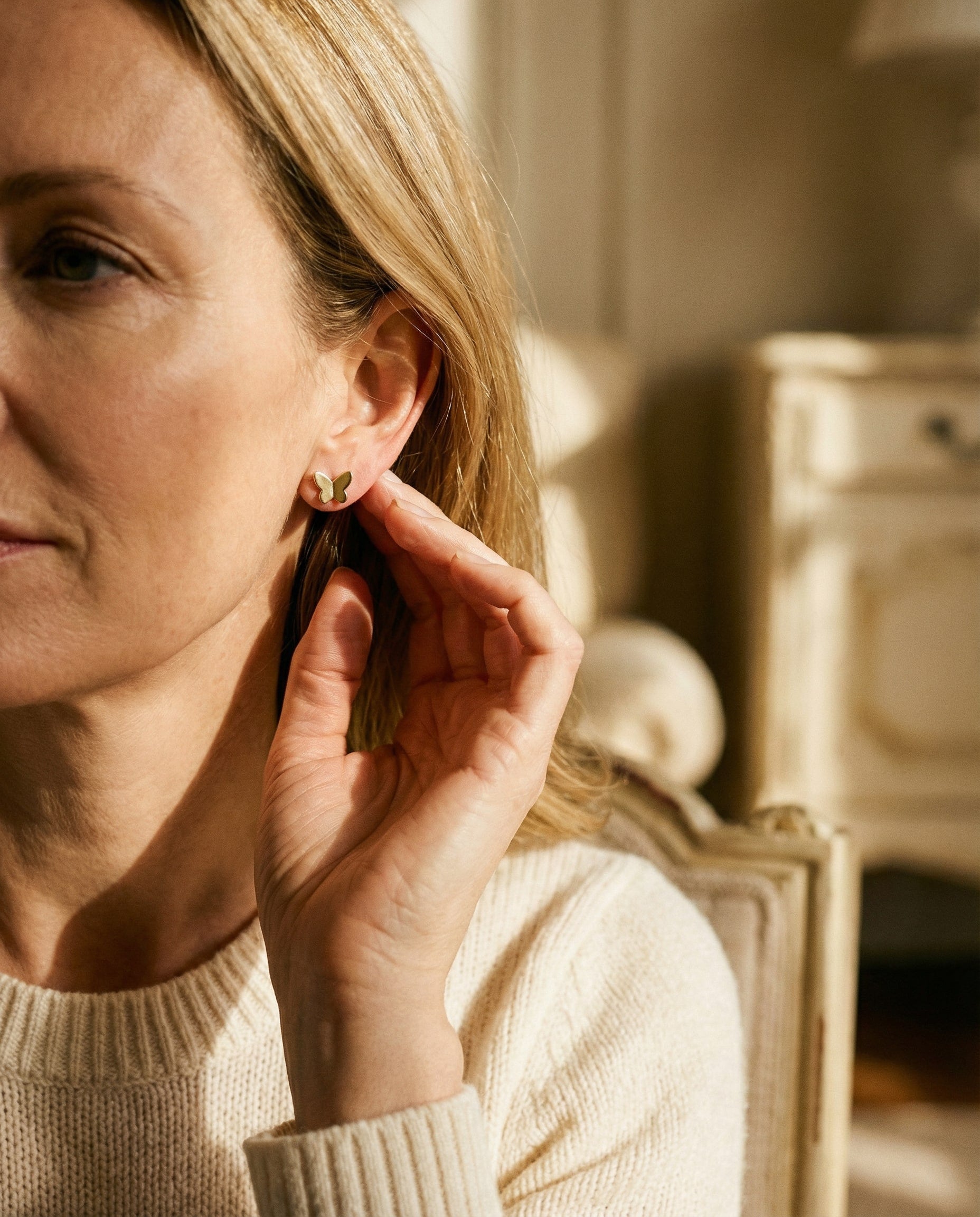 Small Gold Papillon Earrings