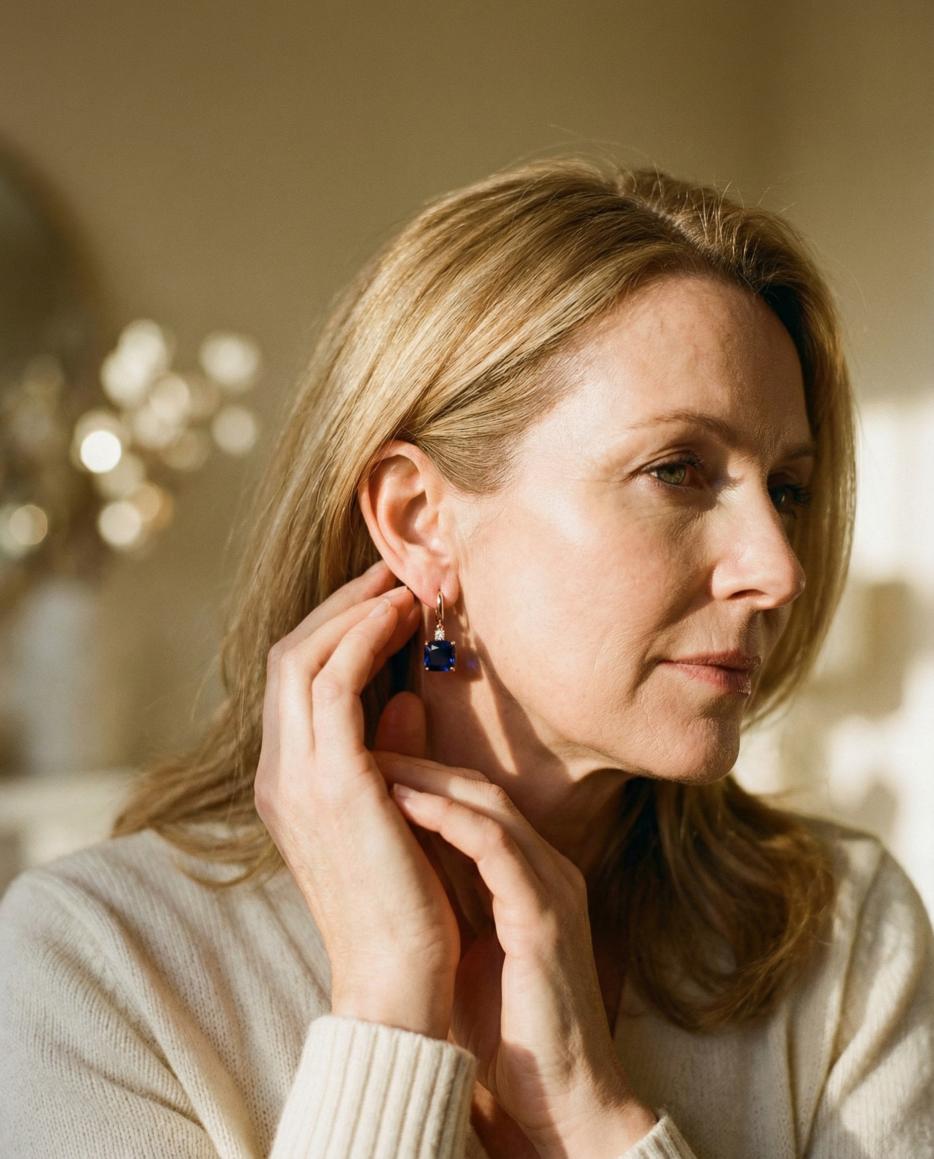 Elegant Dark Blue Cubic Crystal Earrings