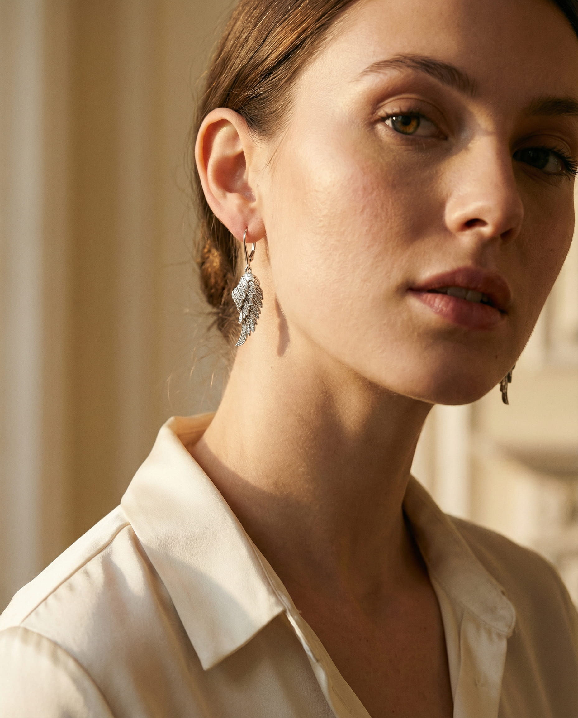 Silver Sparkling Wing Earrings