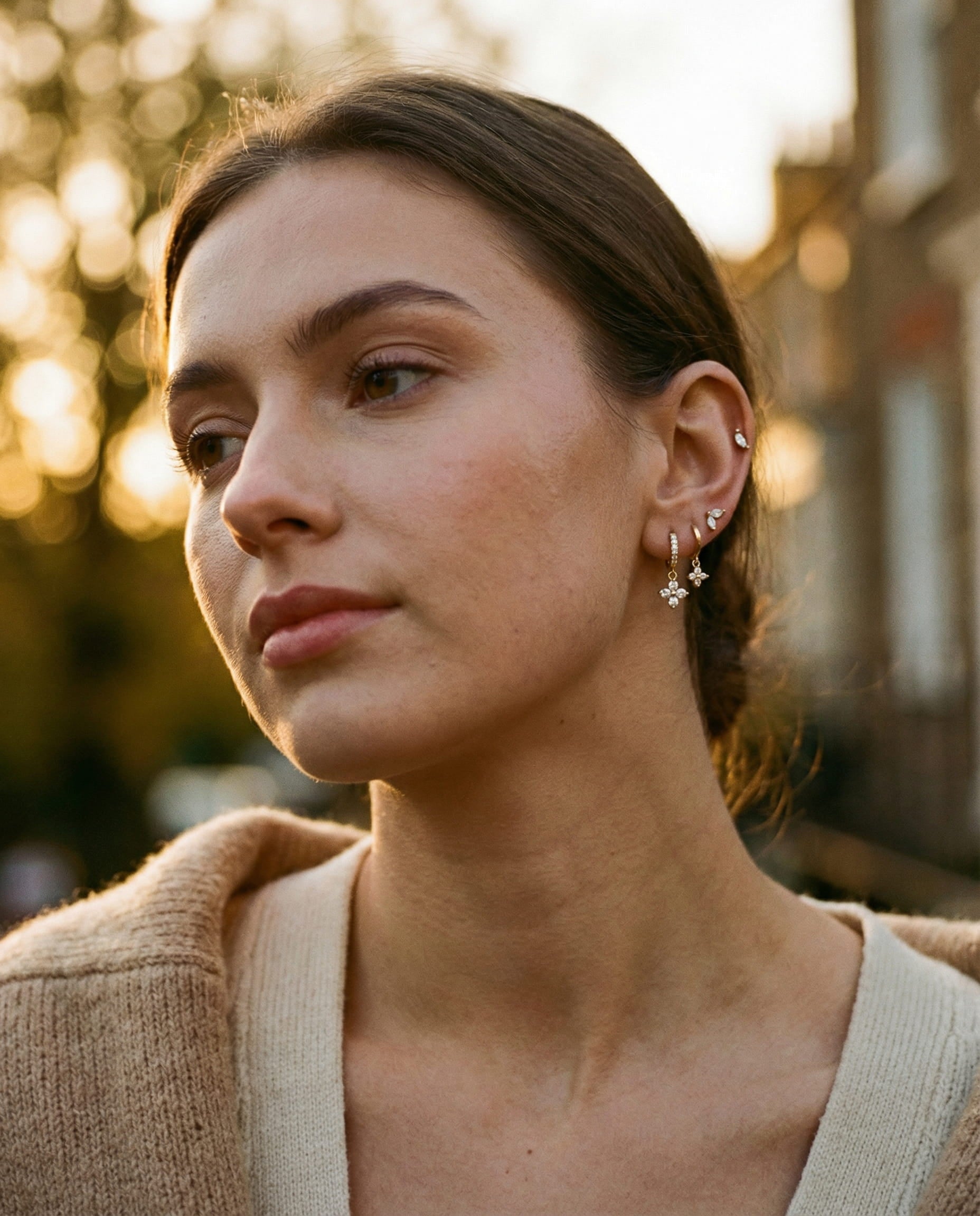 Diamond Flower Earring Set
