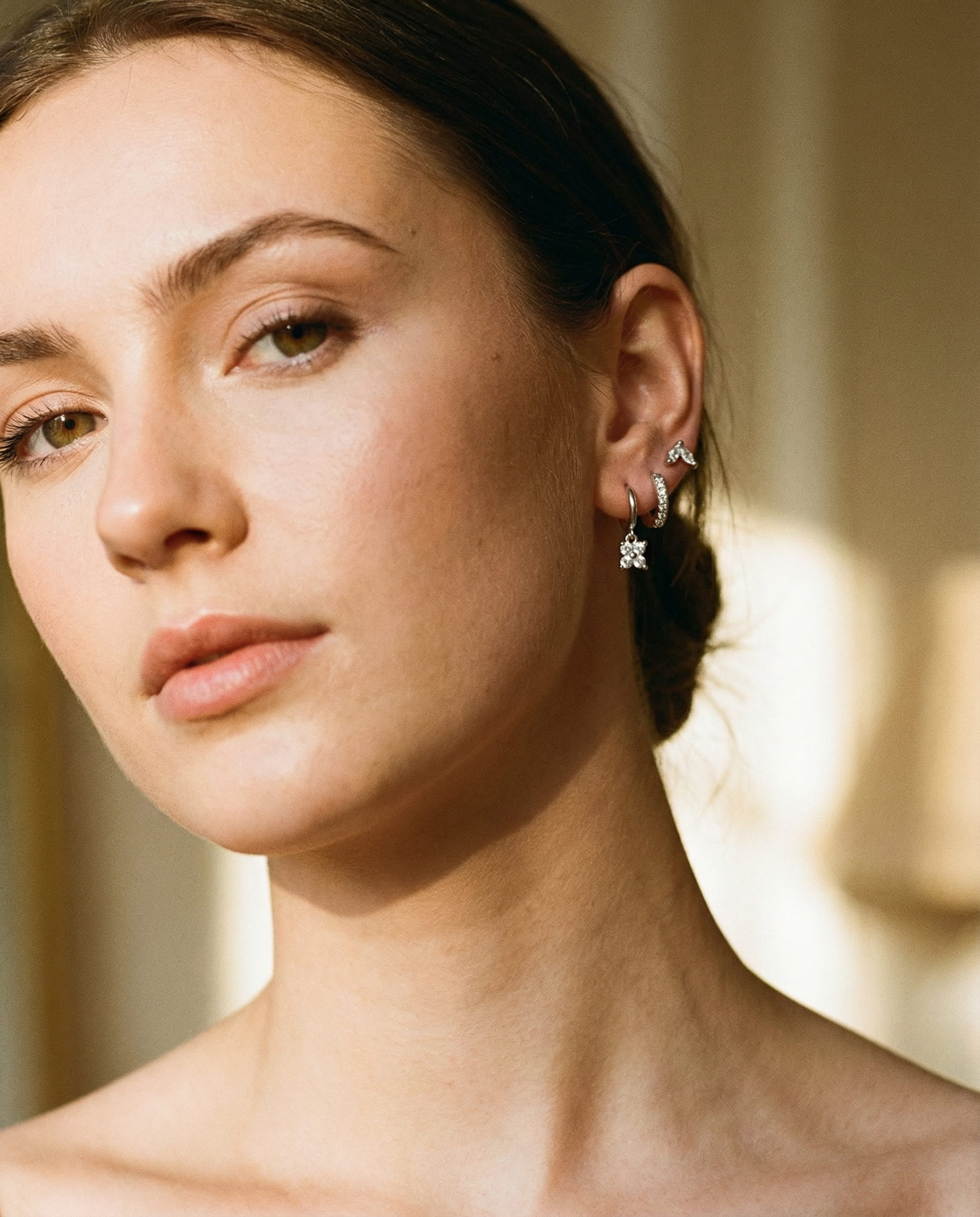 Diamond Flower Earring Set