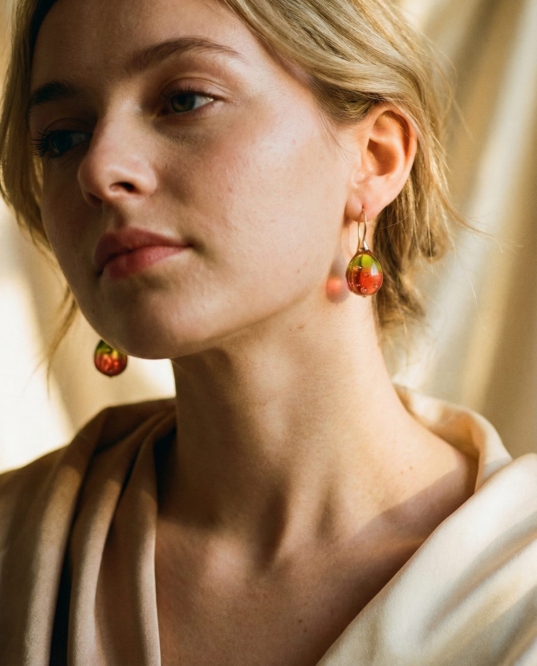 Retro Amber Glass Drop Earrings