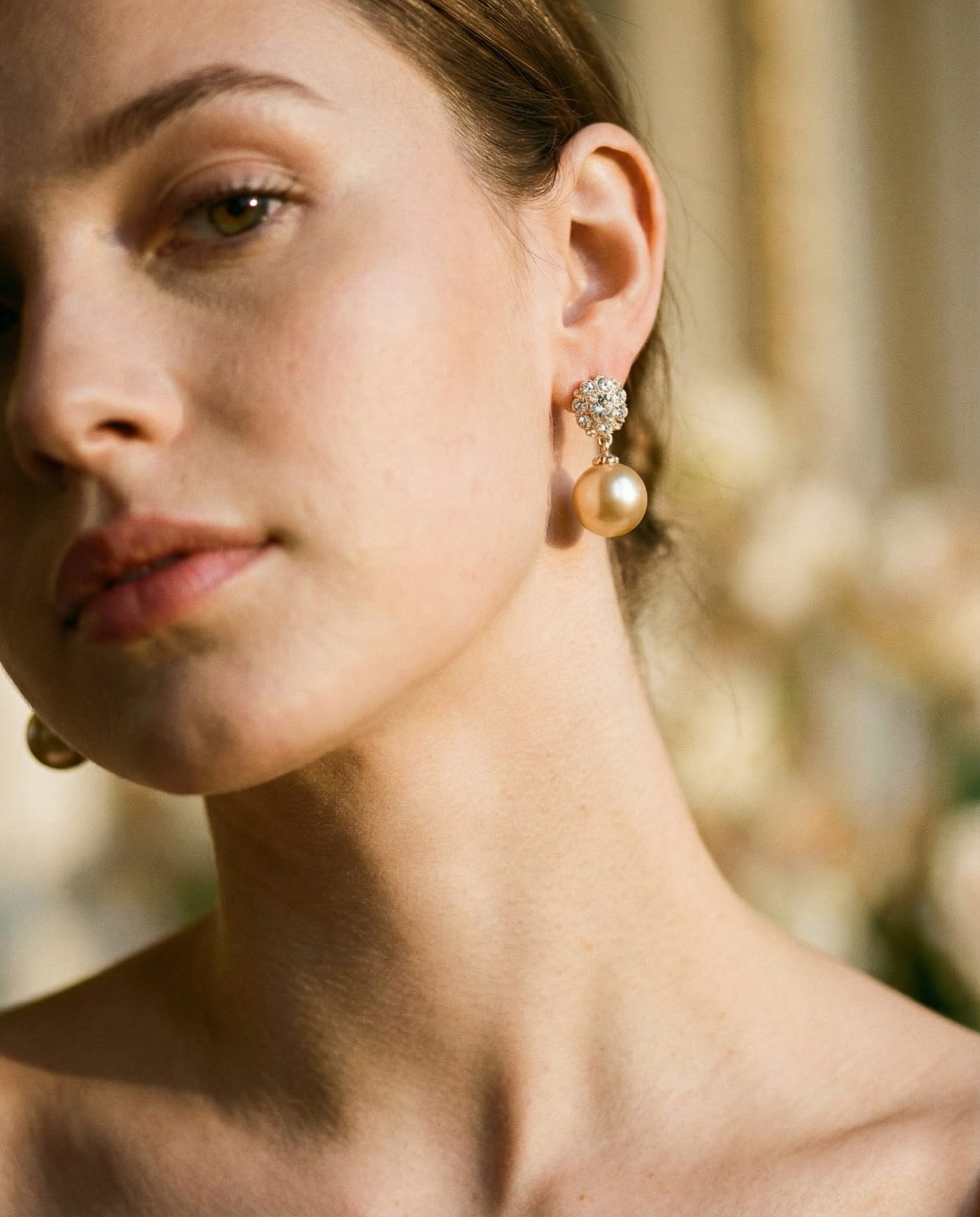 Cubic Zirconia and Pearl Earrings