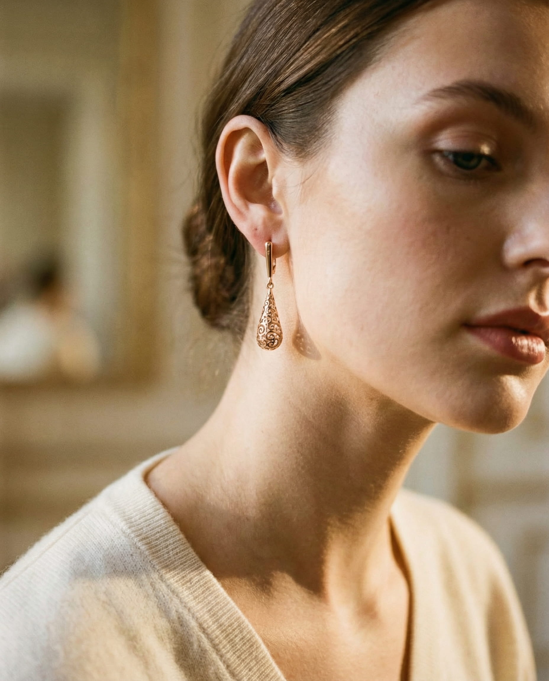 Gold Mandala Drop Earrings