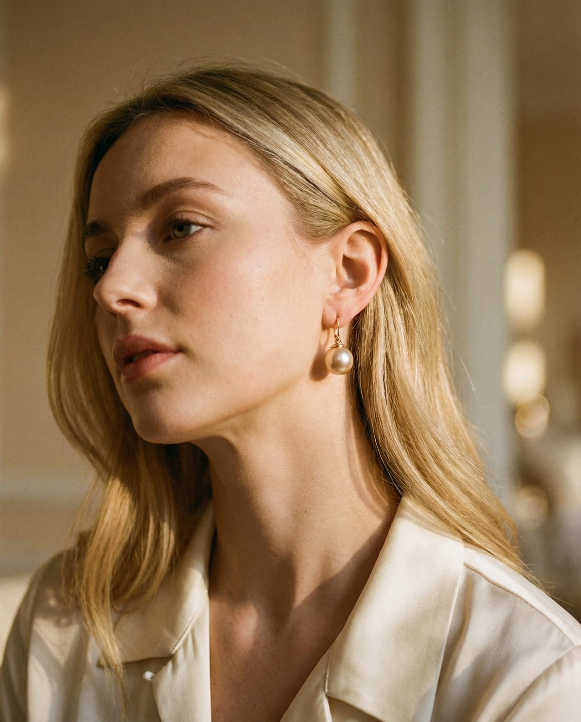 Exquisite Gold Pearl Earrings