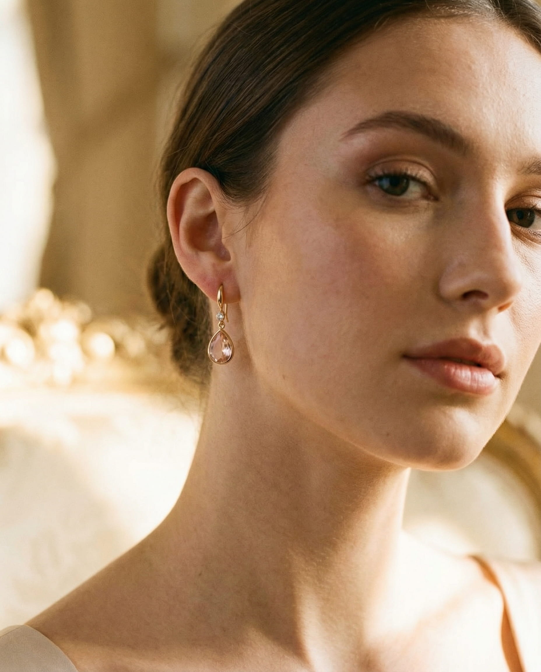 Vintage Pink Crystal Drop Earrings