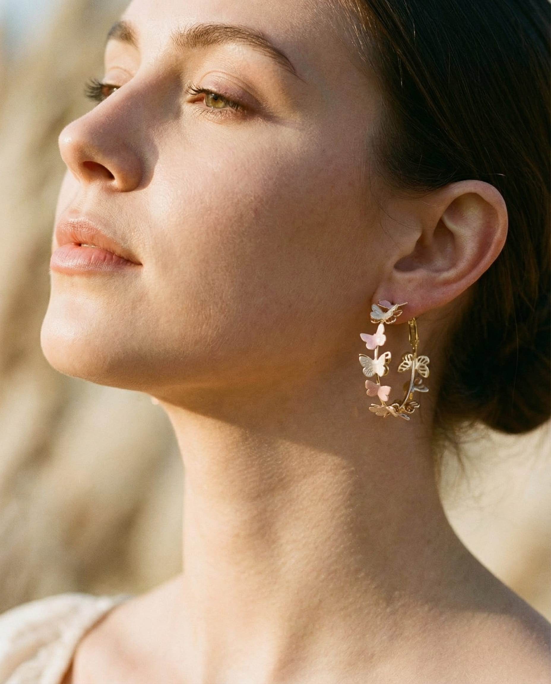Vintage Butterfly Hoop Earrings