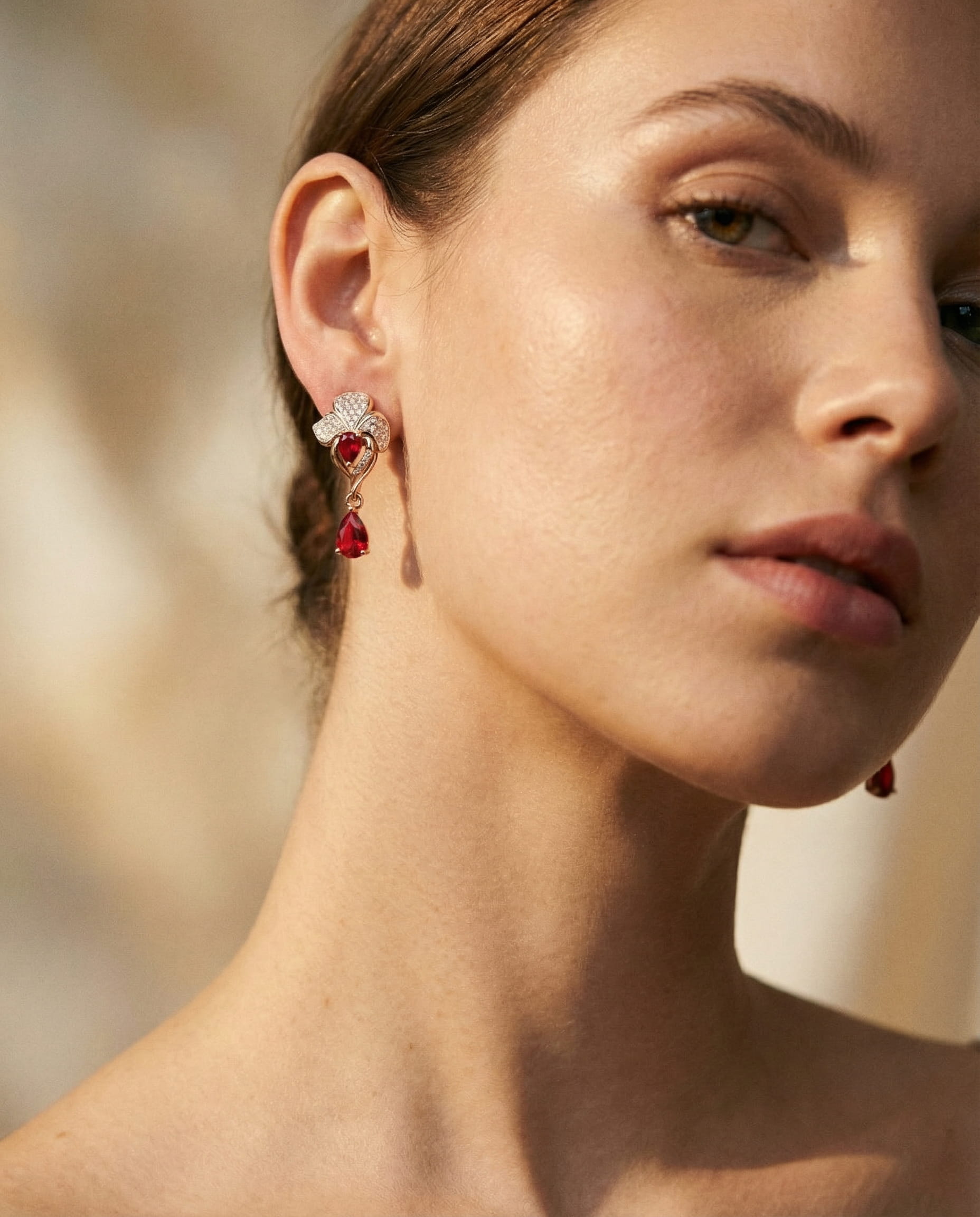 Elegant Red Crystal Drop Earrings