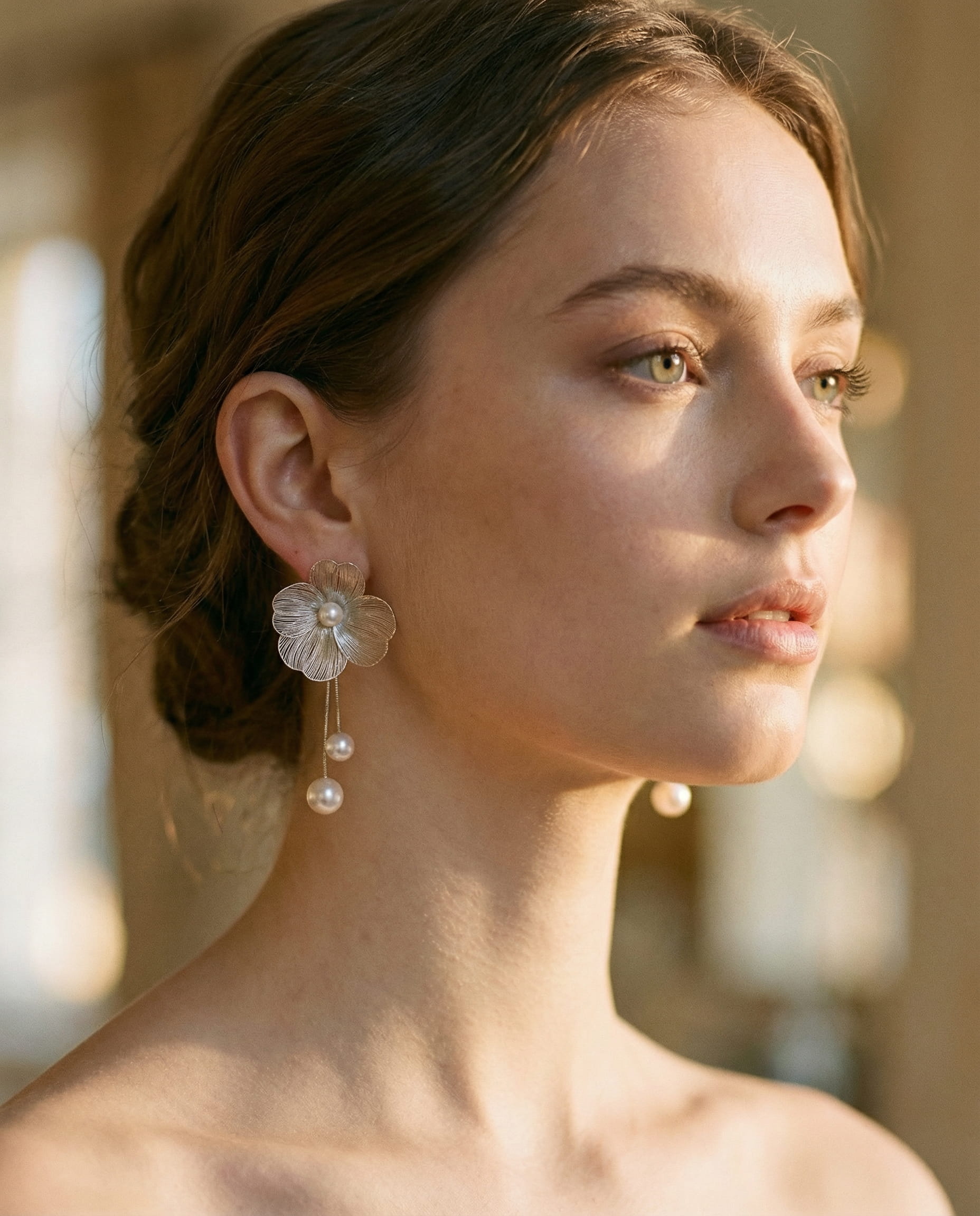 Bohemian Pearl and Petal Earrings