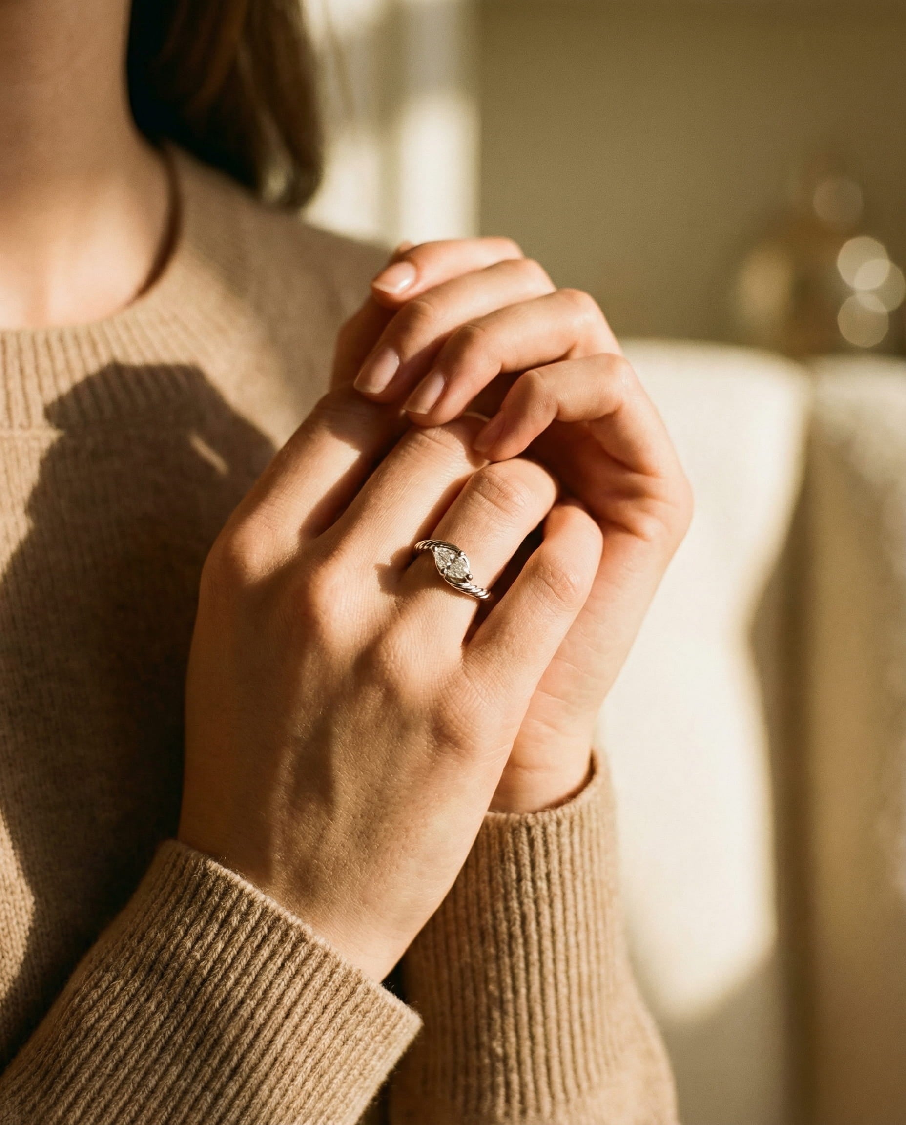 Vintage Silver Wave Cubic Zirconia Ring
