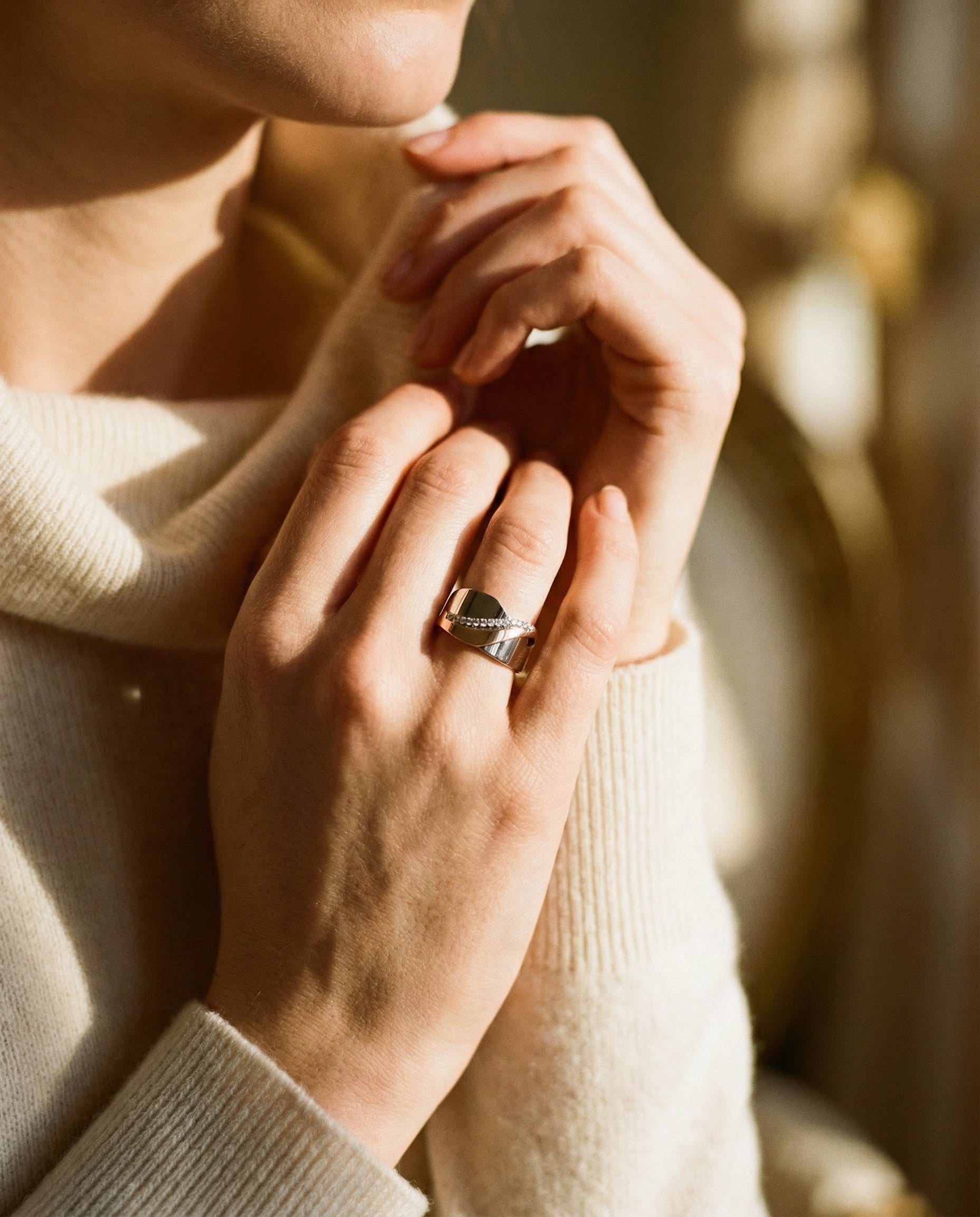 Vintage Rose Gold and Silver Cubic Zirconia Ring