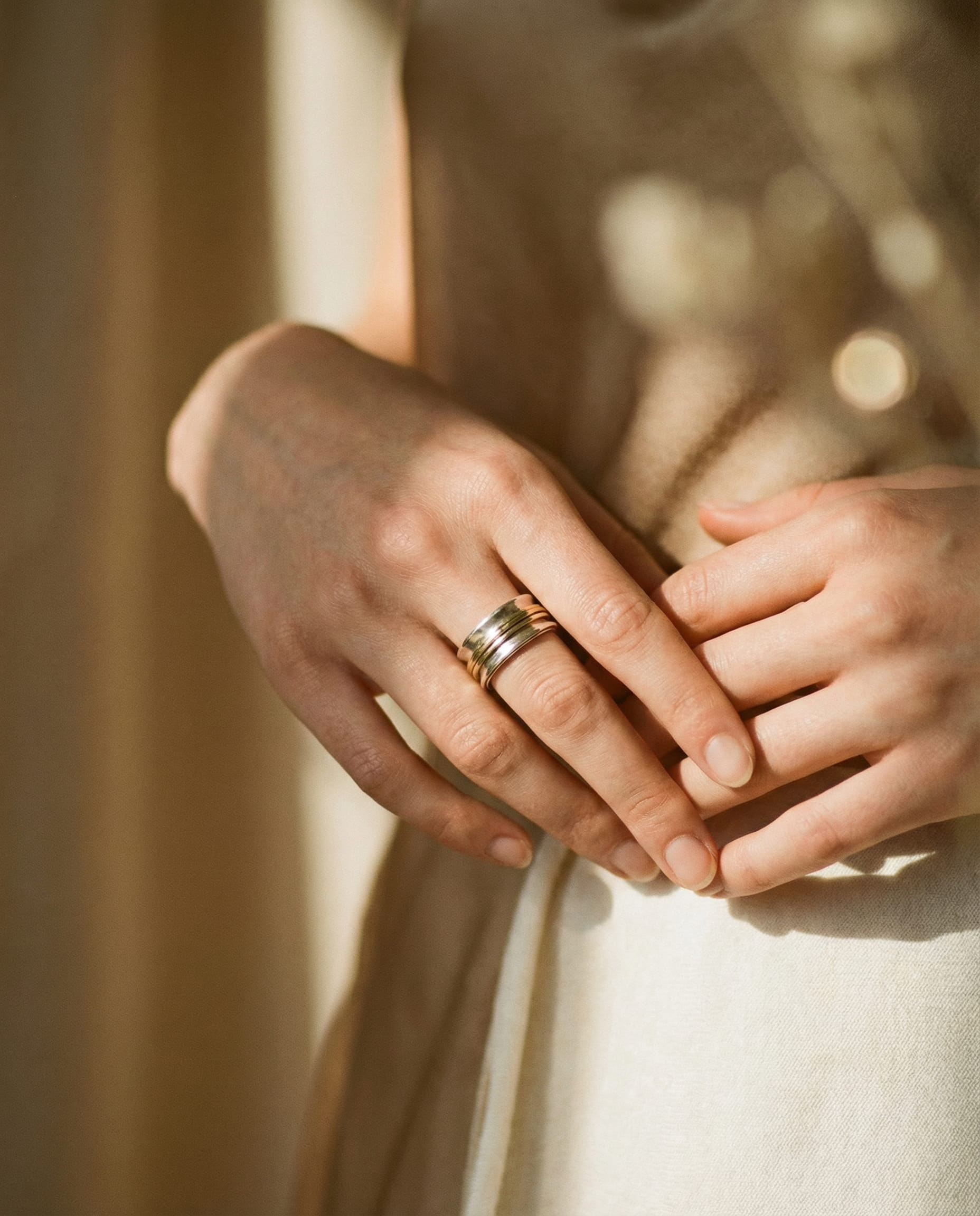 Vintage Silver Golden Thread Ring