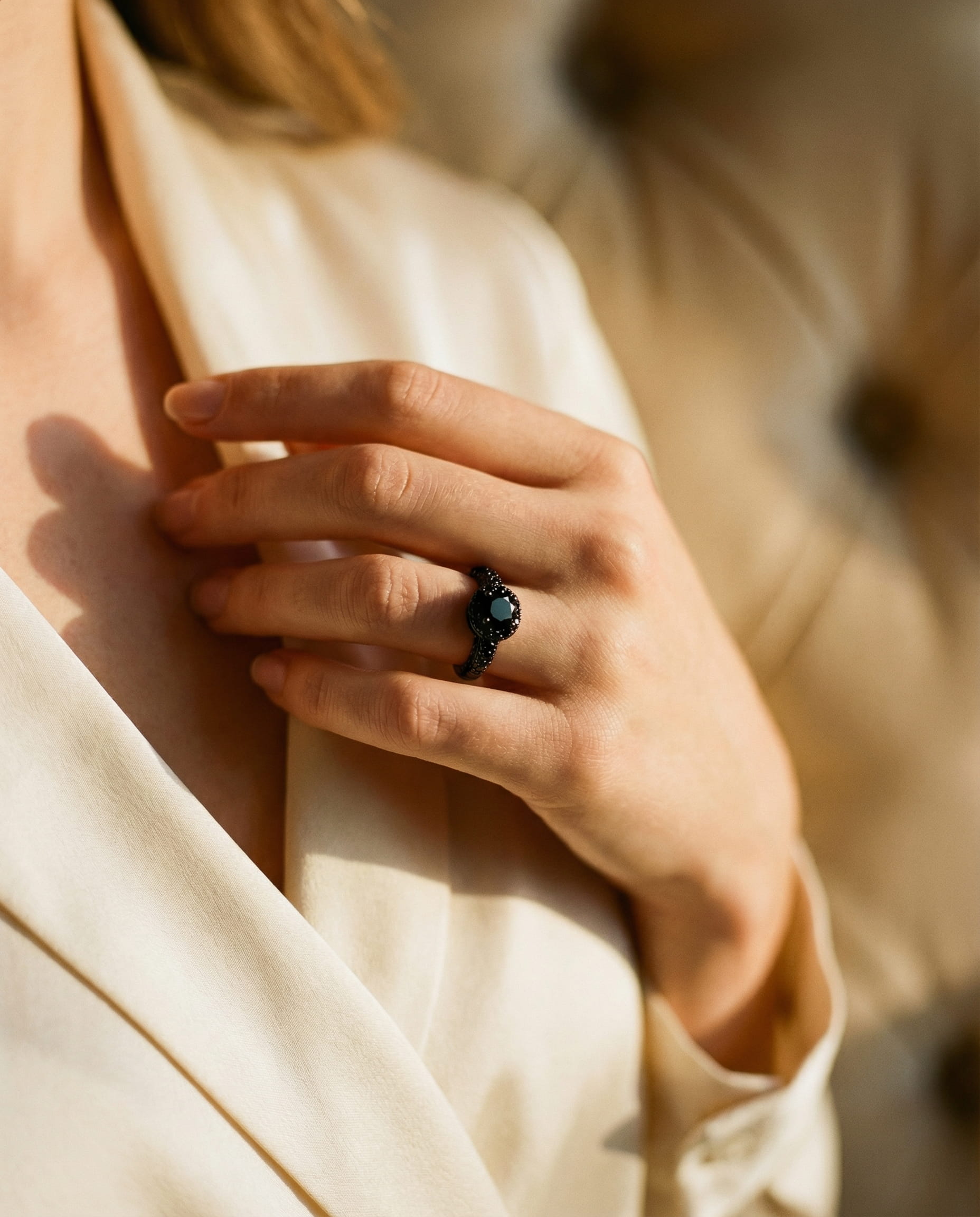 Vintage Copper Black Stone Ring