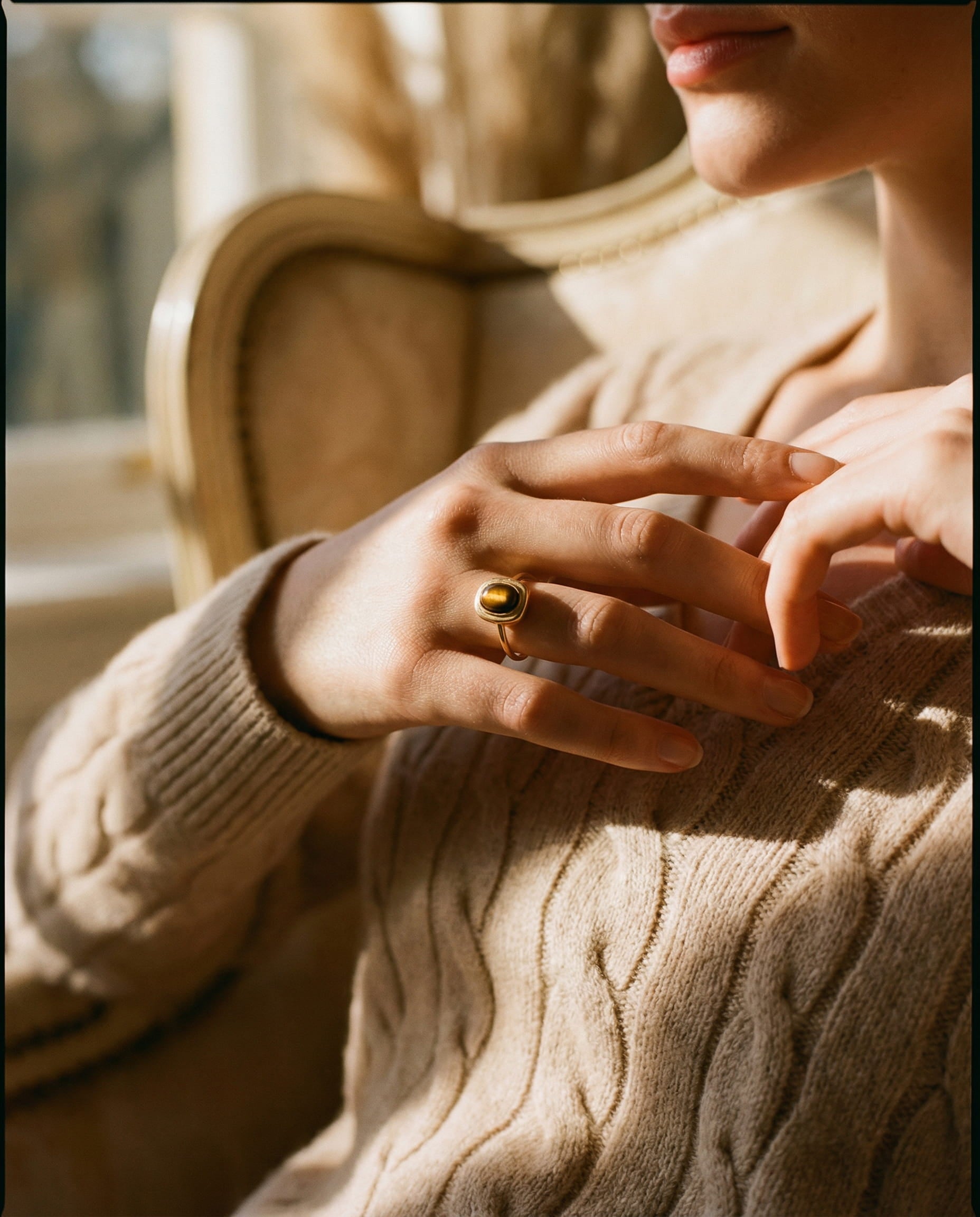 Vintage Gold Brown Gemstone Ring