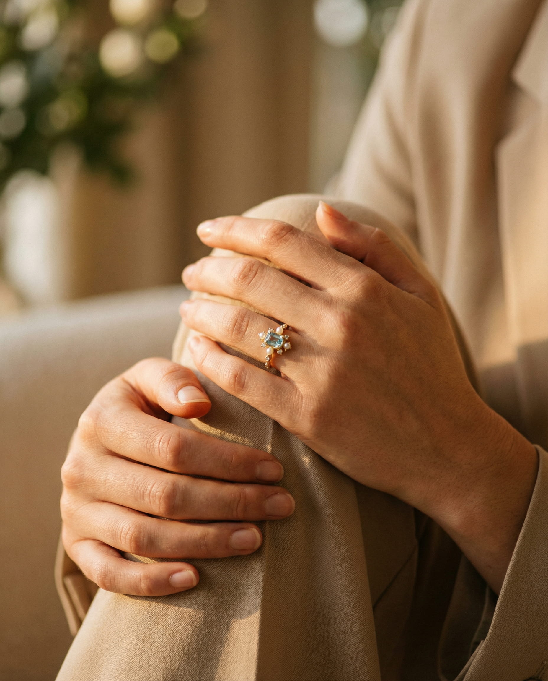 Vintage Sky Blue Pearl Ring