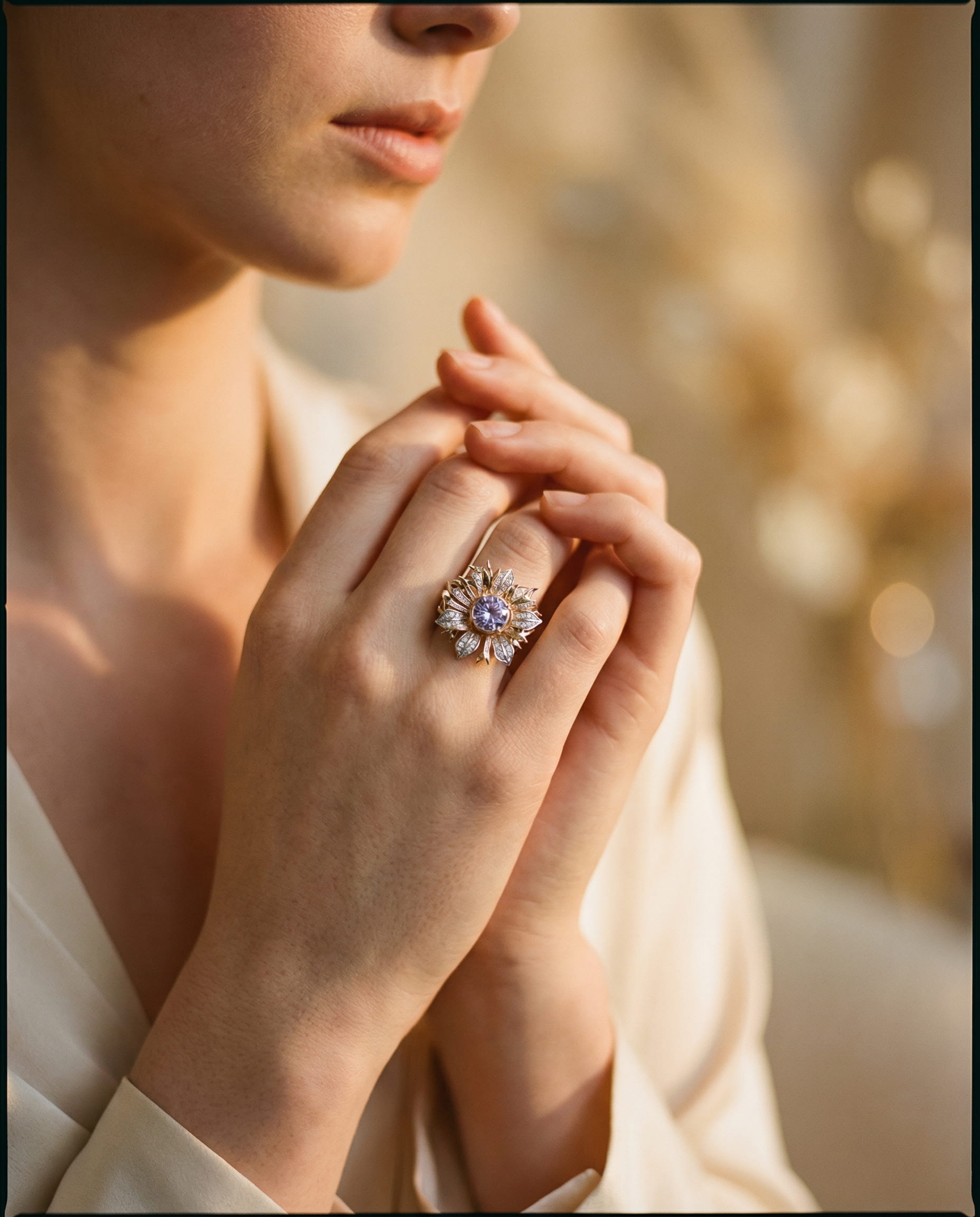 Exotic Violet Flower Ring