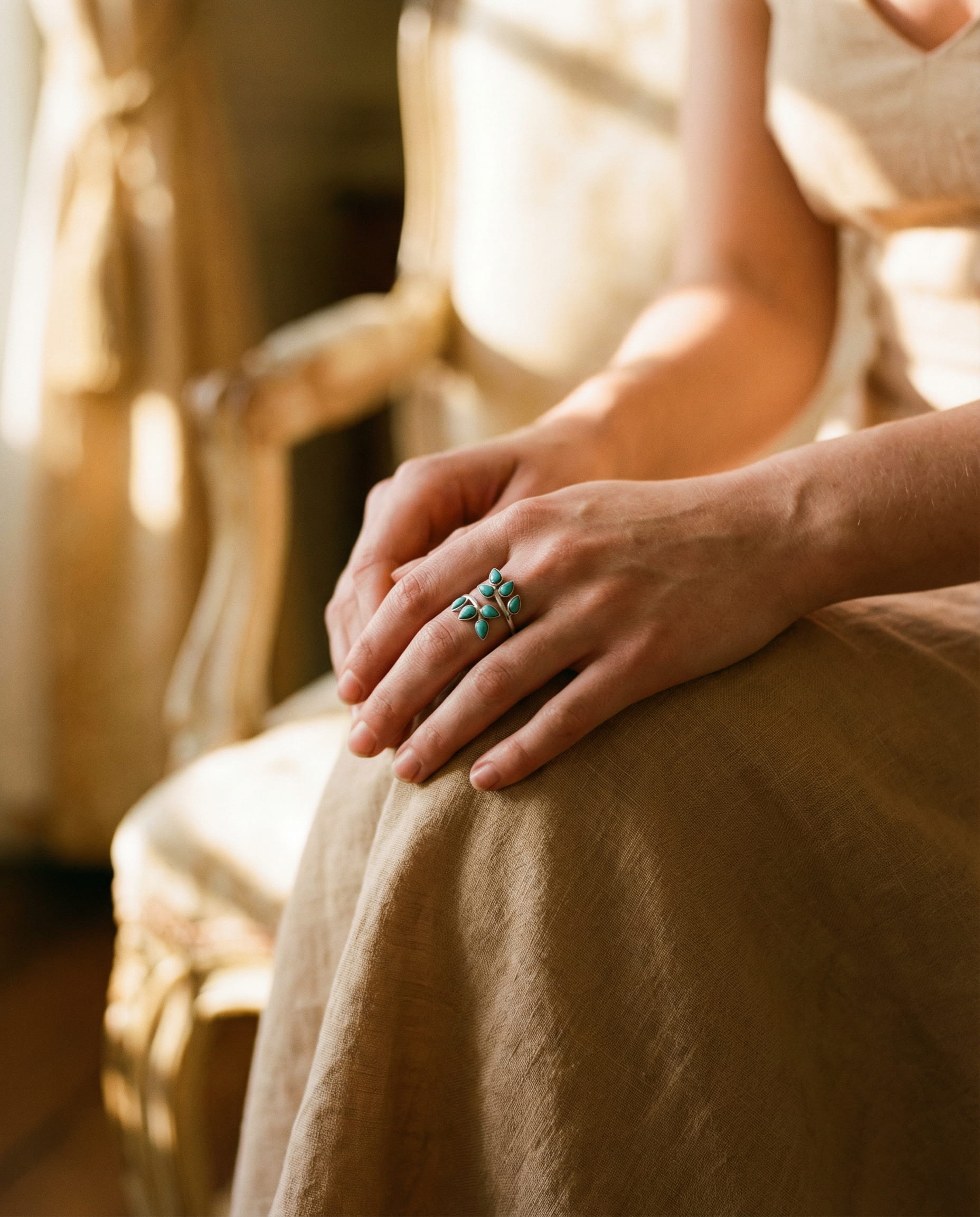 Vintage Turquoise Leaf Ring