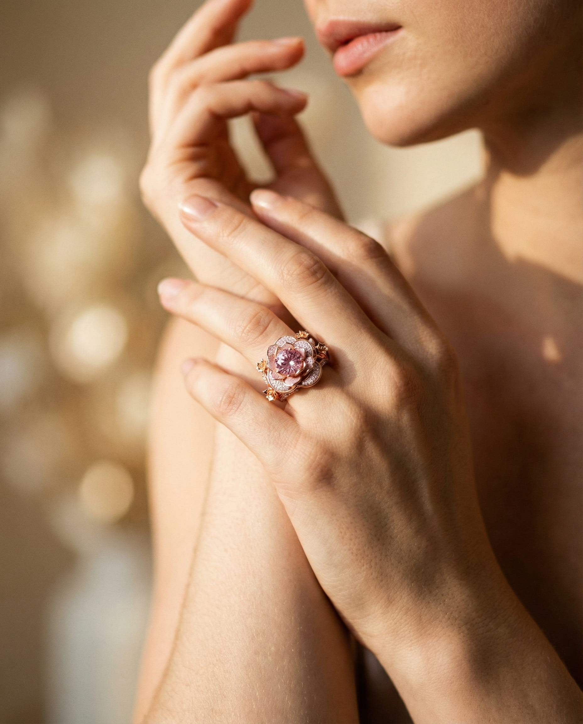 Sparkling Layered Exotic Flower Ring