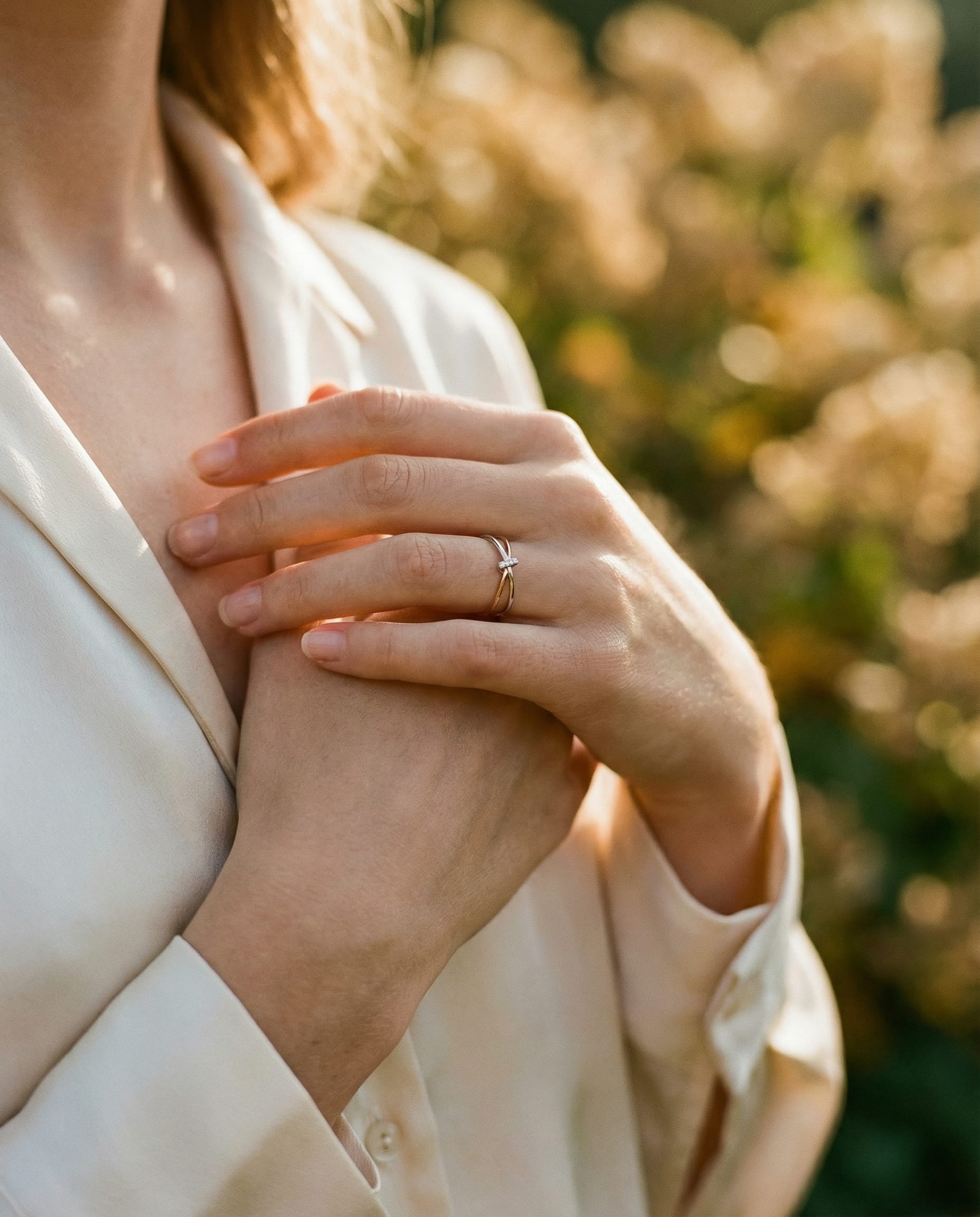 Intertwined Rose Gold and Silver Ring