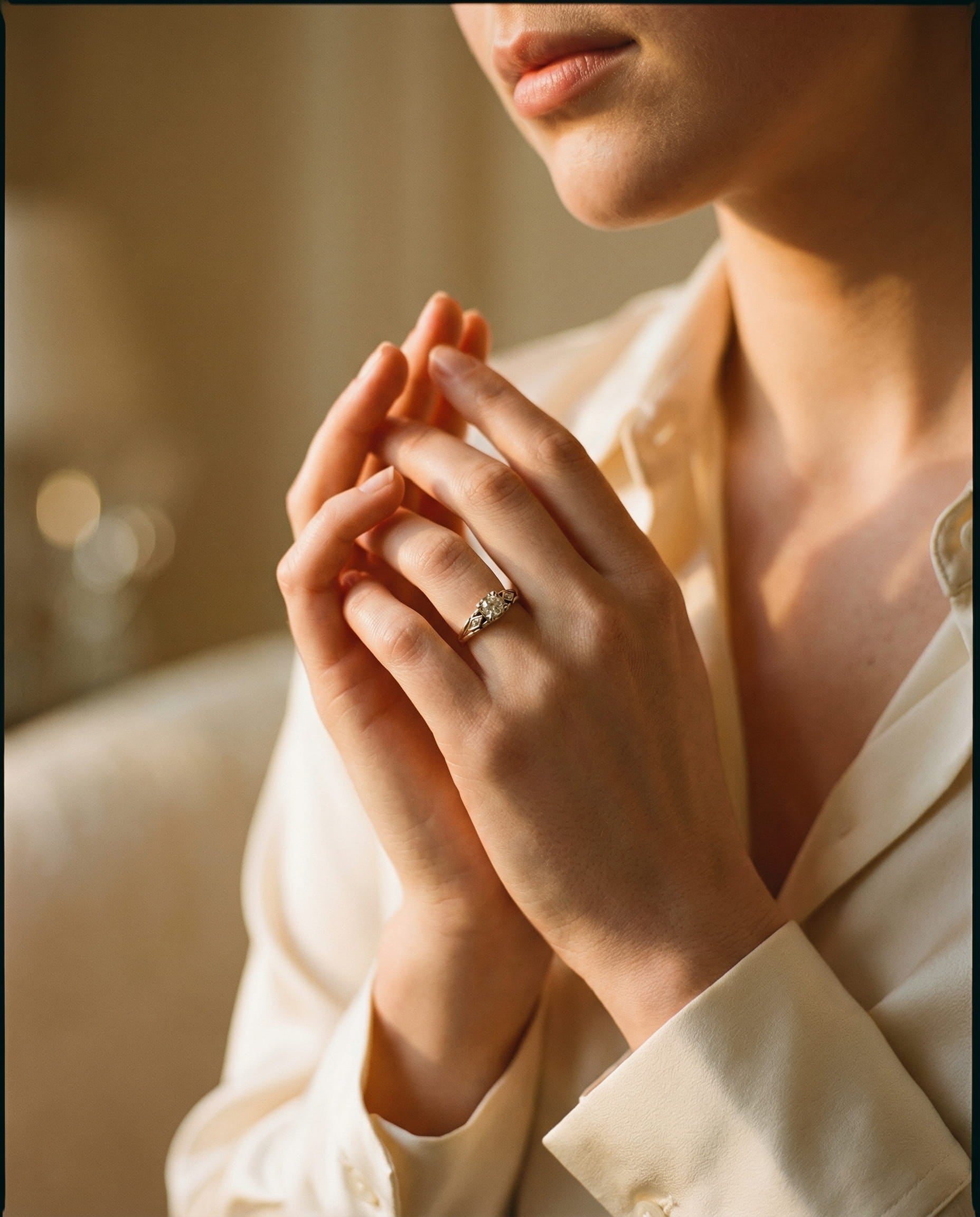 Vintage Delicate Gold Cubic Zirconia Ring