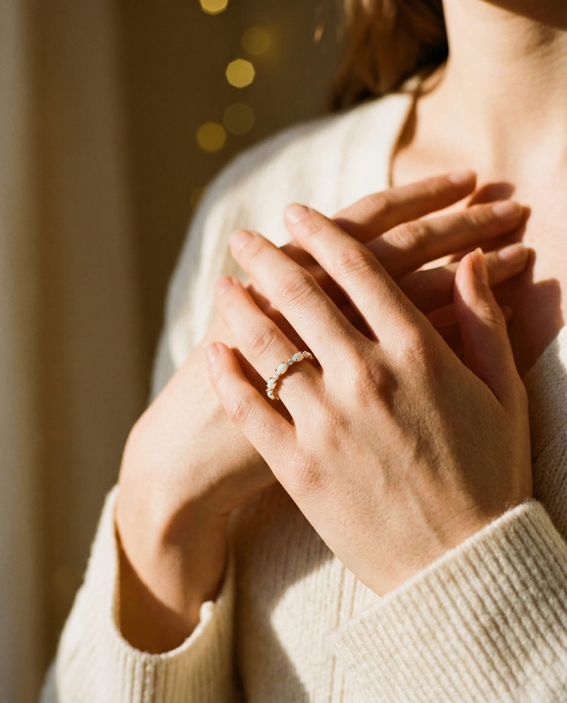 Vintage Gold Opal Eternity Ring