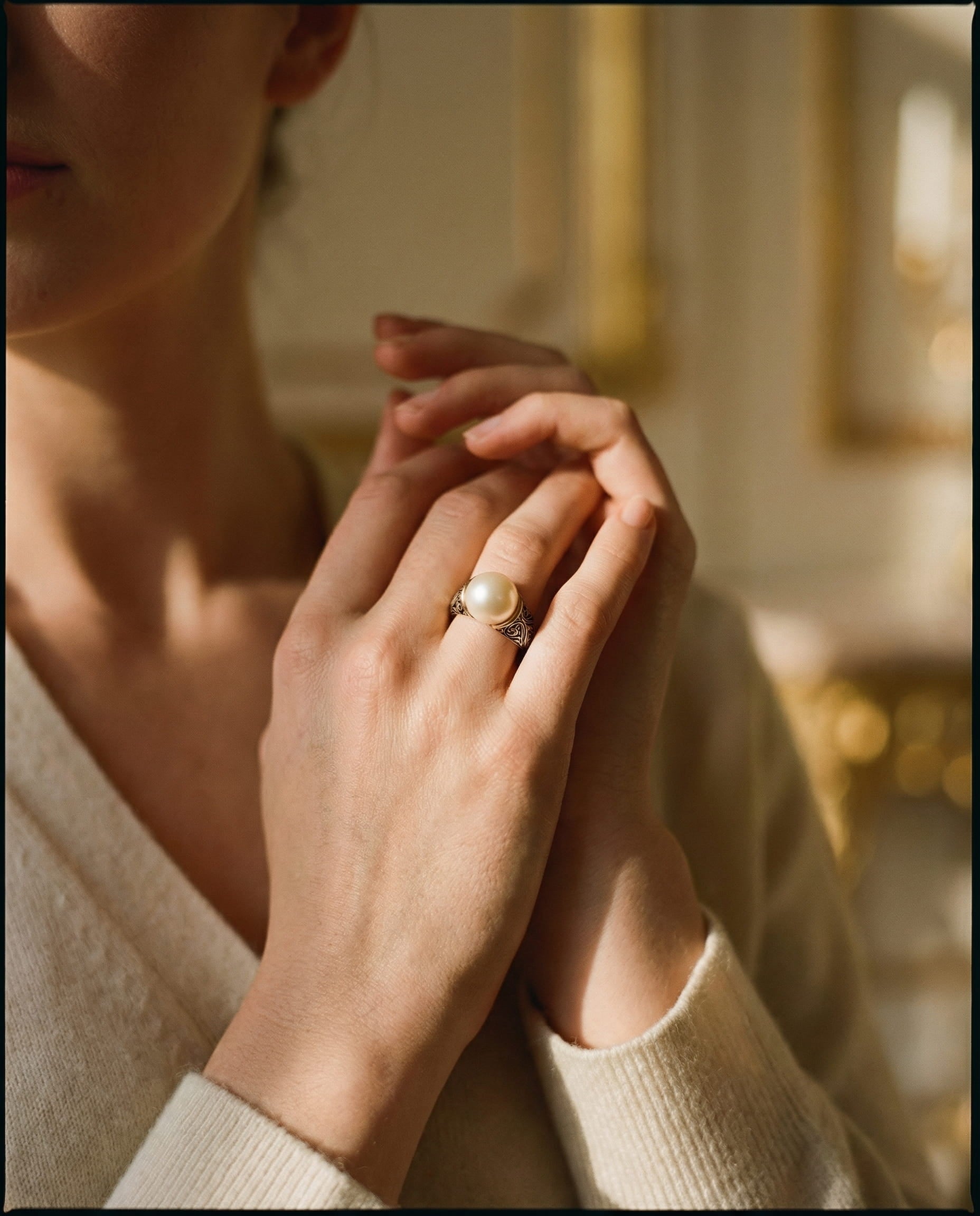 Vintage Gold Pearl Ring