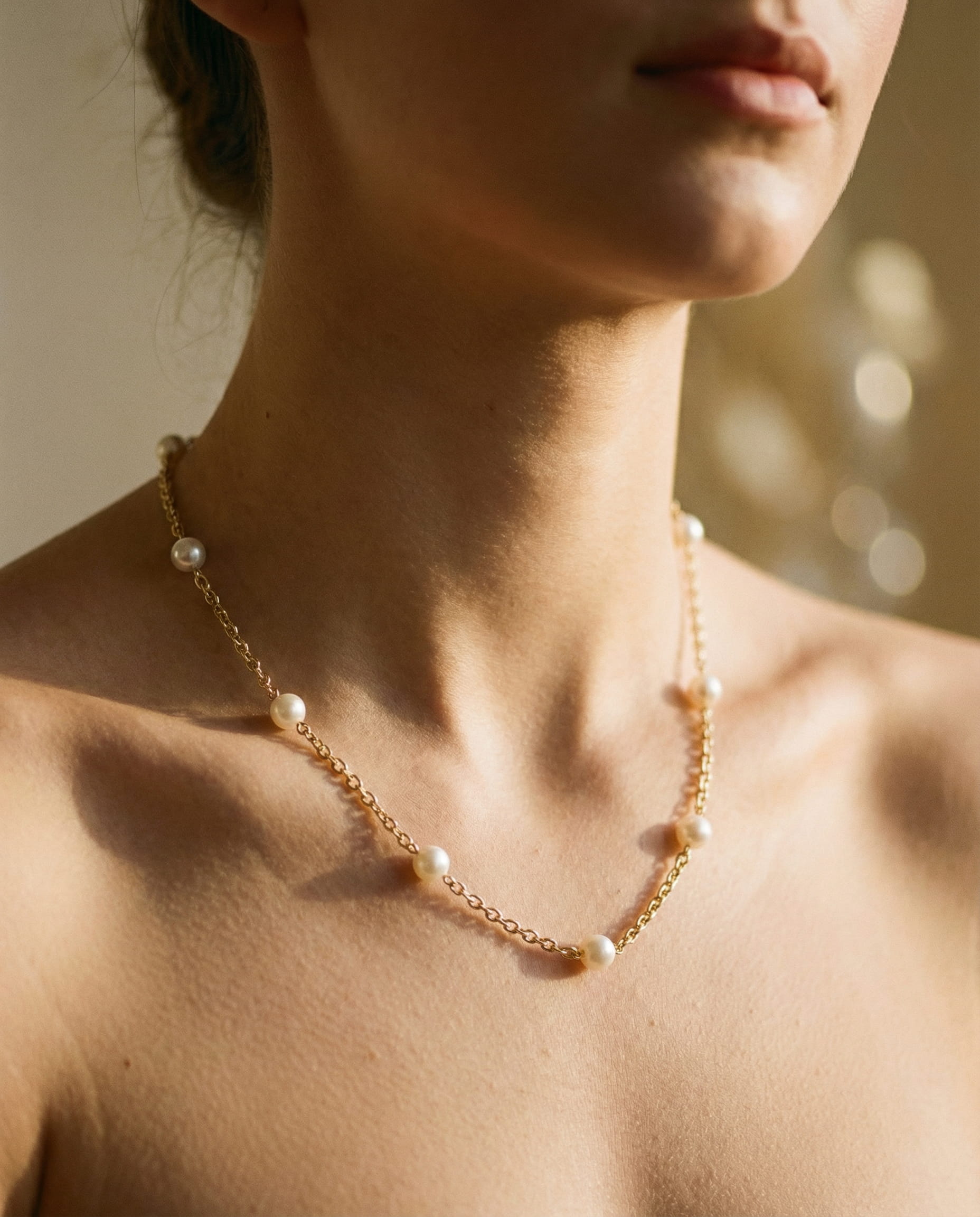 Small Gold Pearl Necklace