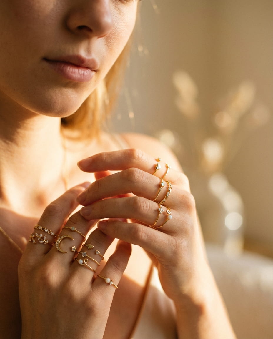 Silver and Gold Ring Set (10 Pairs)